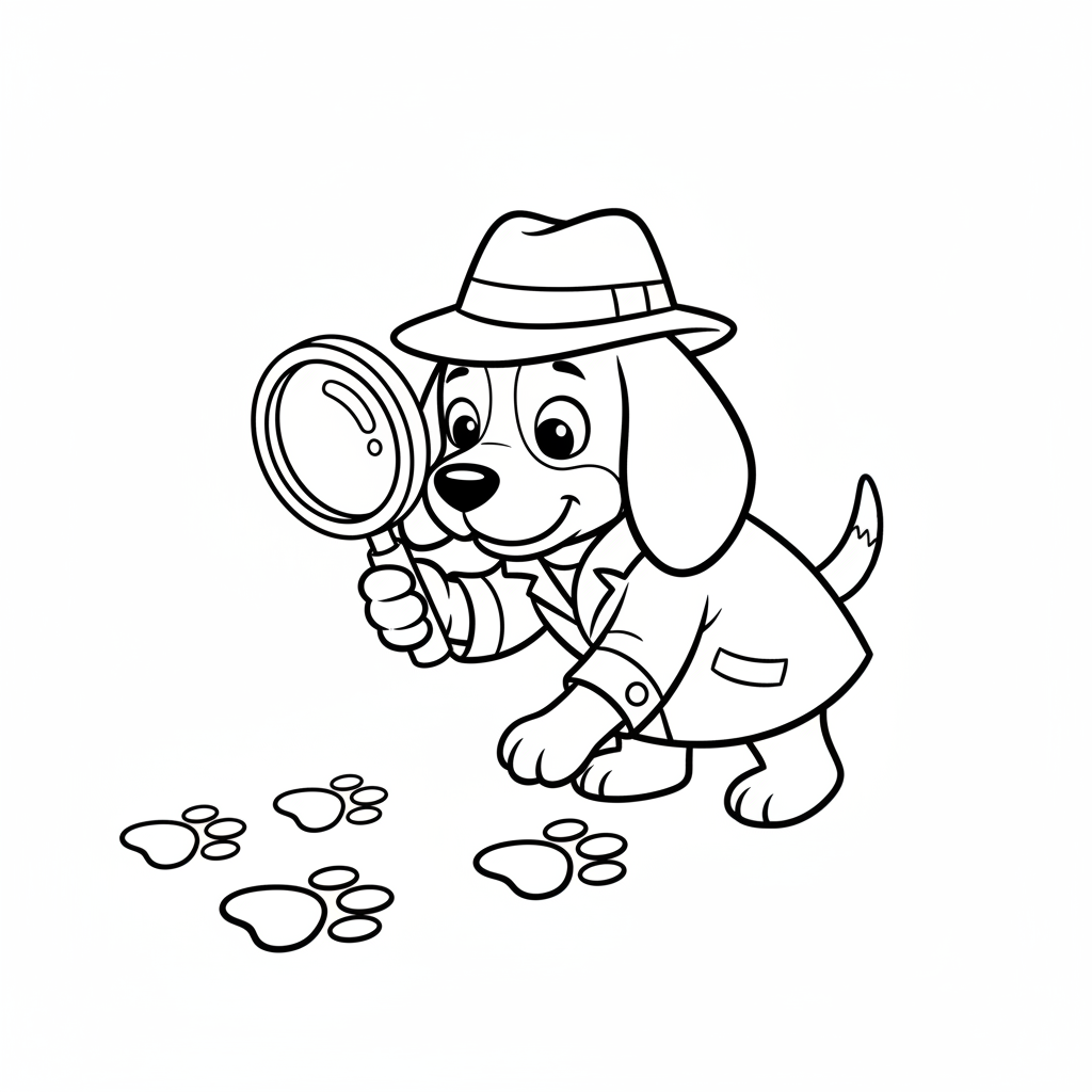 Detektivhund mit Lupe