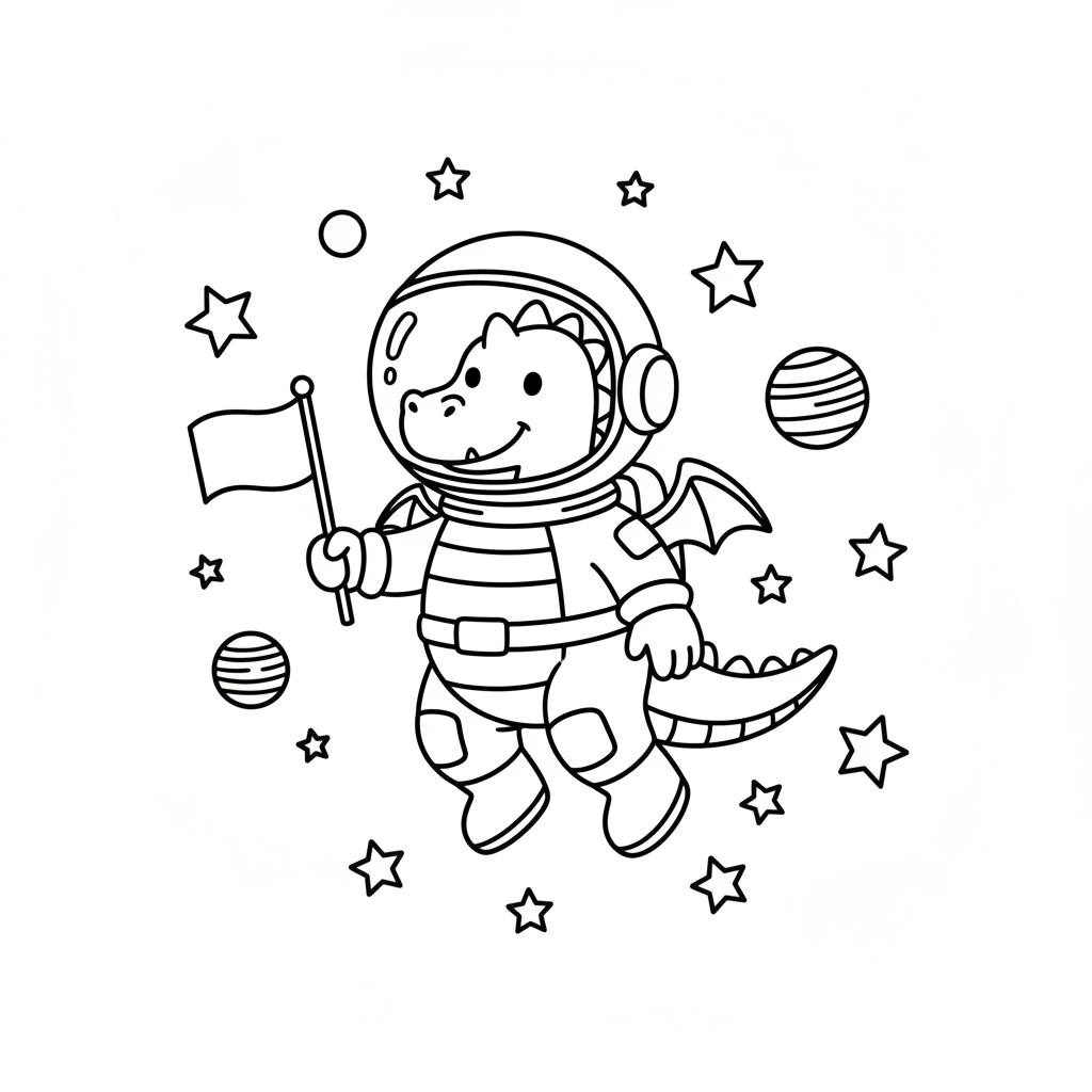 Drache-Astronaut im Weltraum