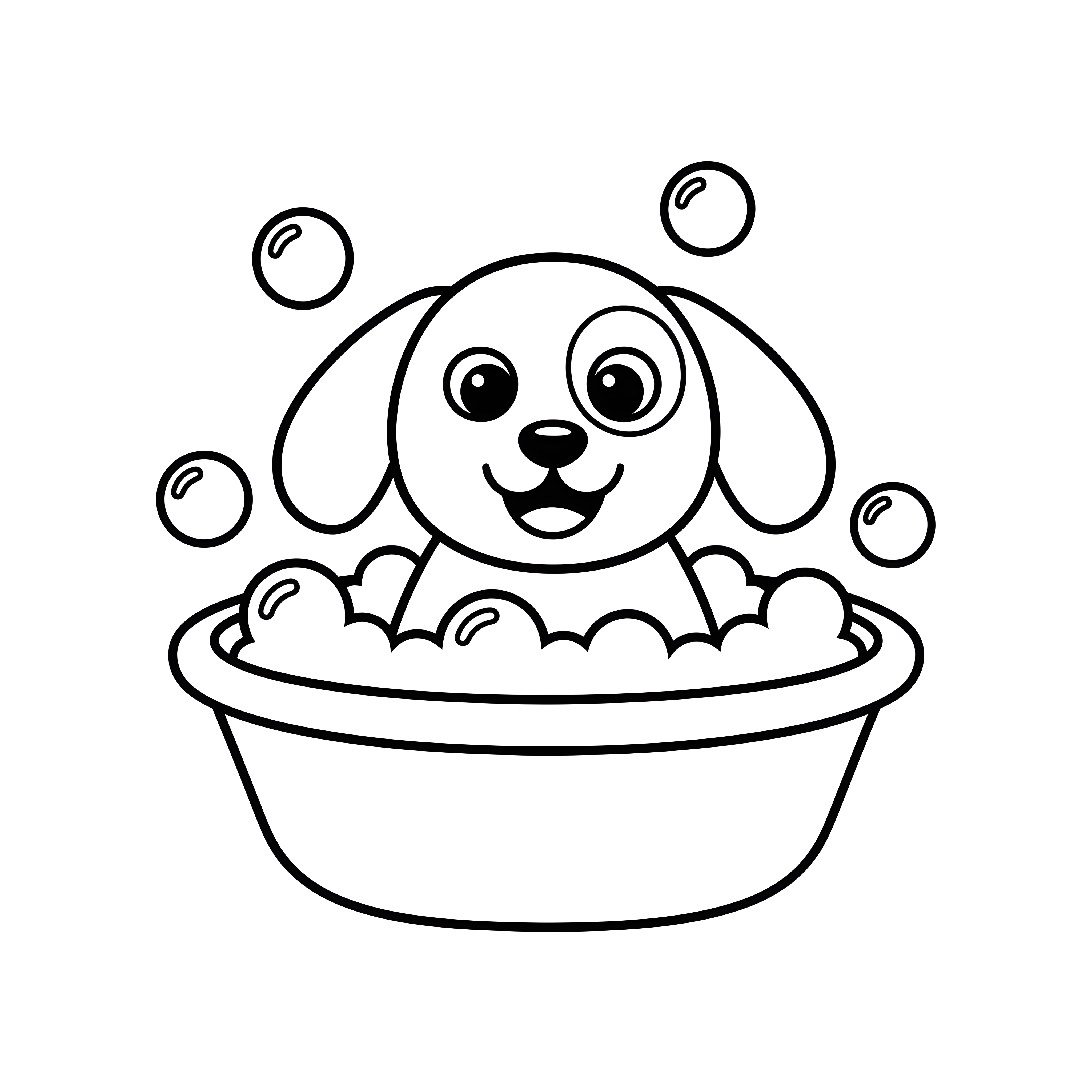 Fröhlicher Hund in der Badewanne voller Seifenblasen