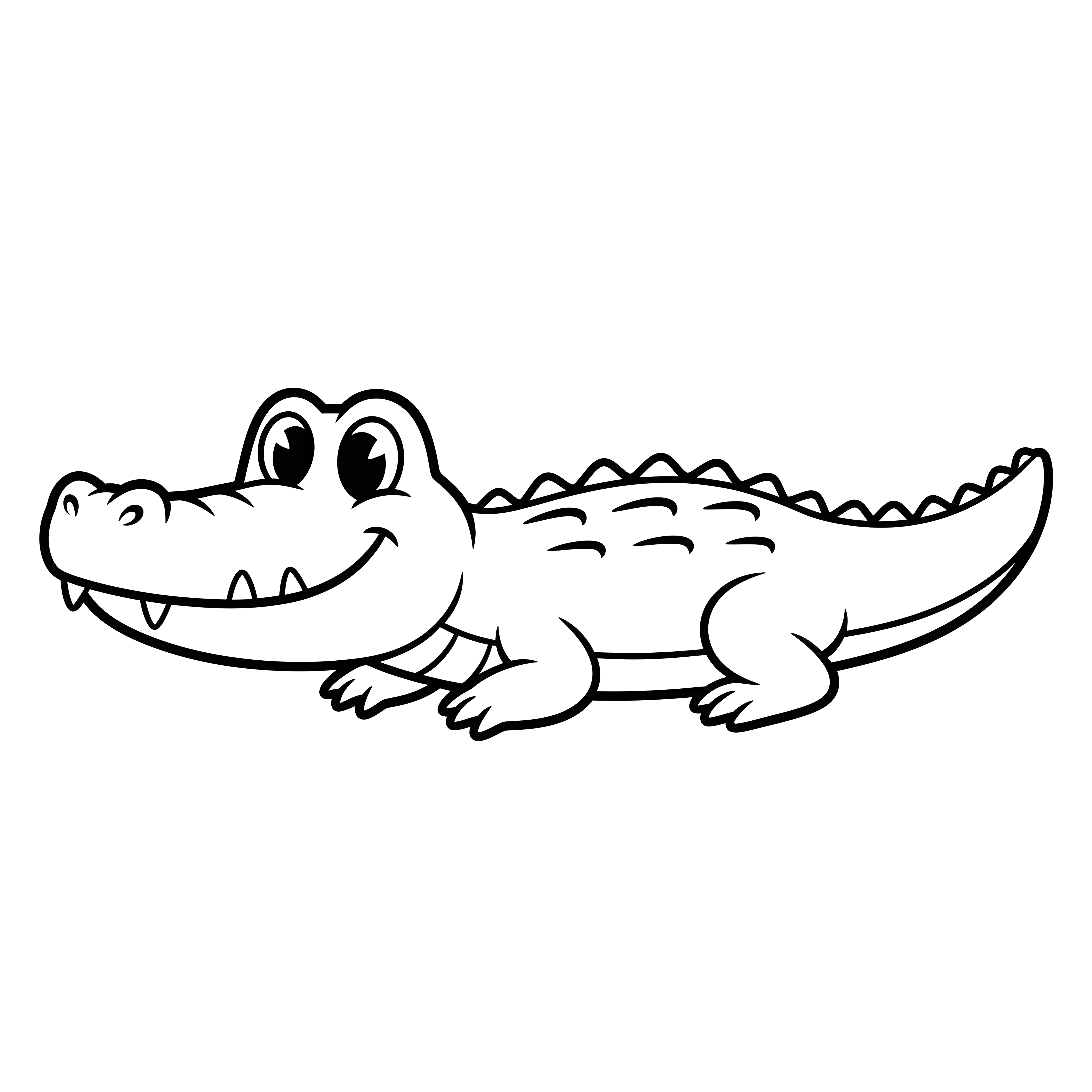 Freundlicher Alligator mit breiter Schnauze zum Ausmalen