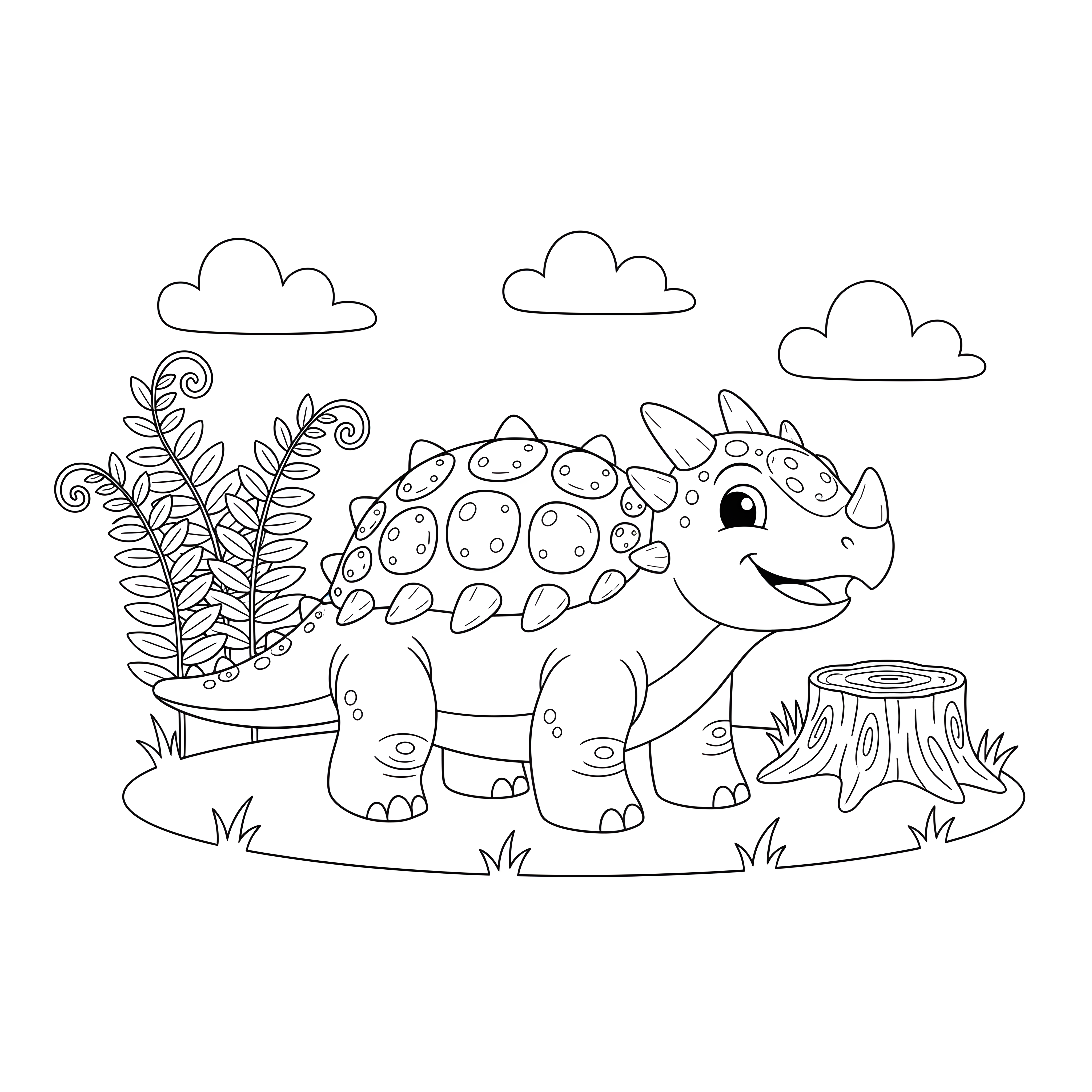 Ankylosaurus mit Panzer und Keulenschwanz zum Ausmalen