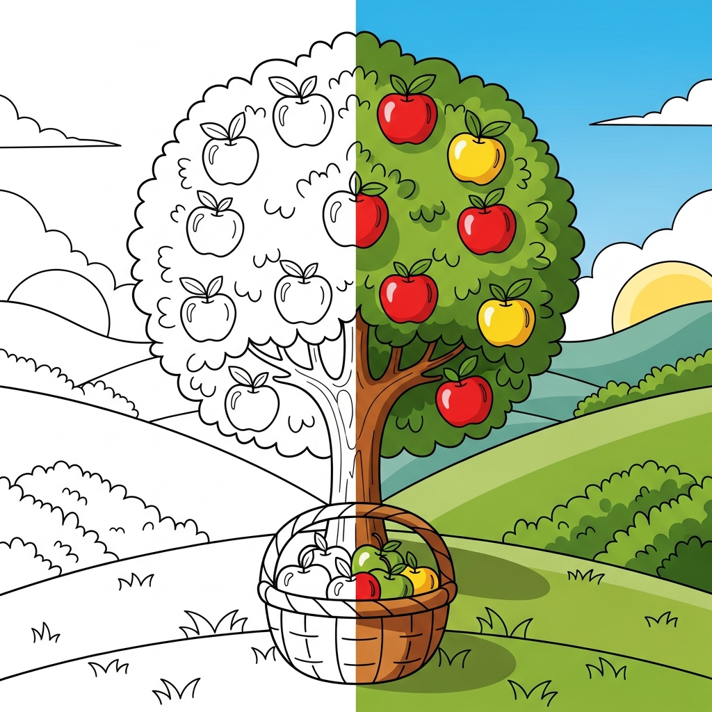 1 Apfel Ausmalbilder - Kostenlose Malvorlagen Ausmalbilder