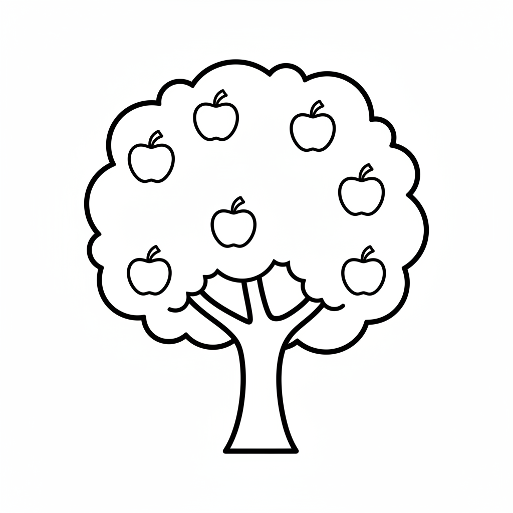 Apfelbaum mit sieben Äpfeln