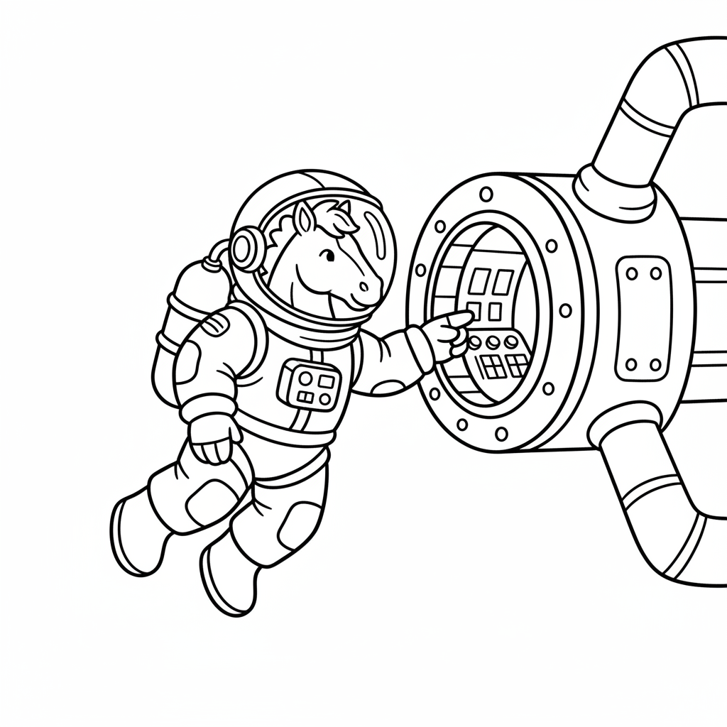 Astronautenpferd auf der Raumstation
