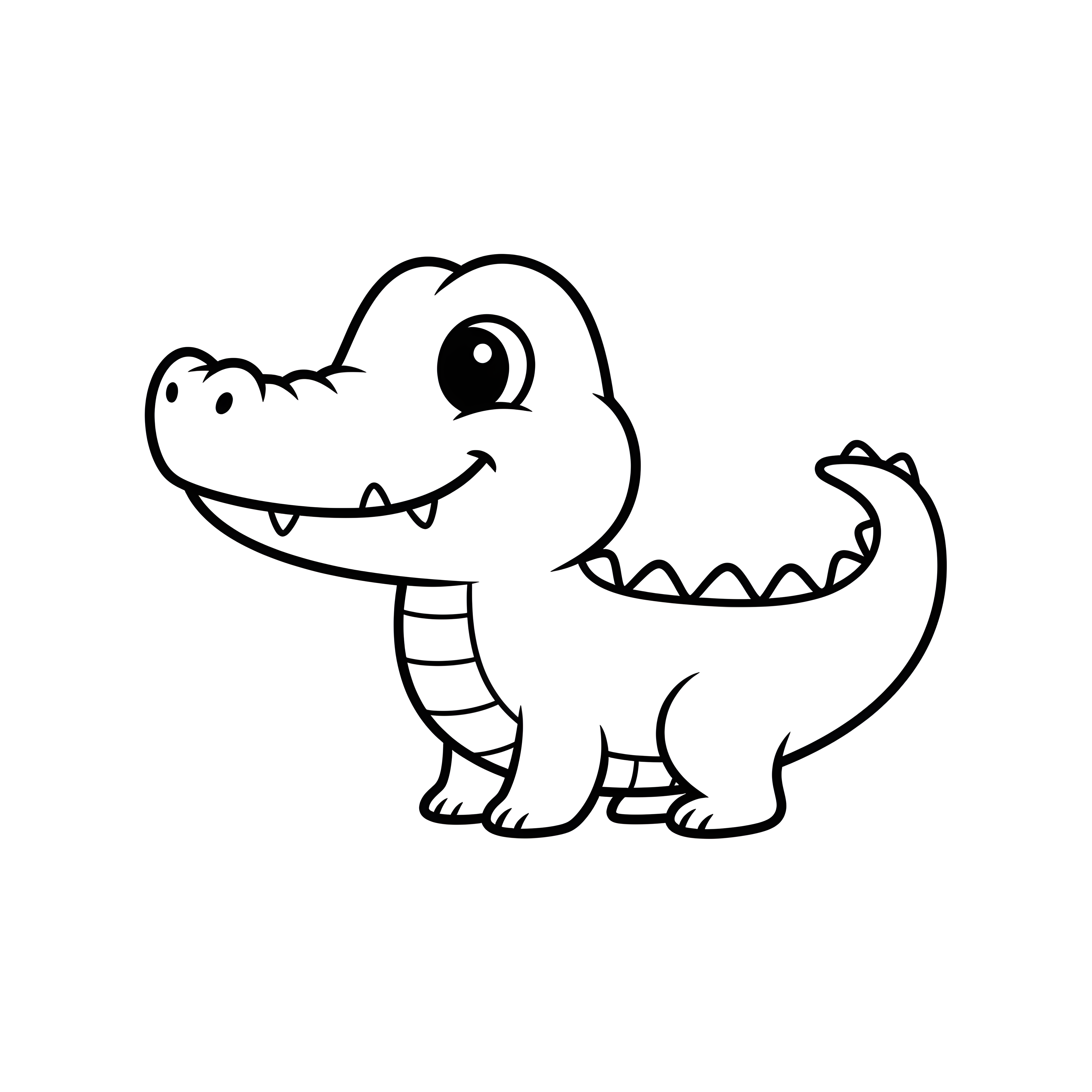 Baby-Krokodil mit fröhlichem Lächeln zum Ausmalen