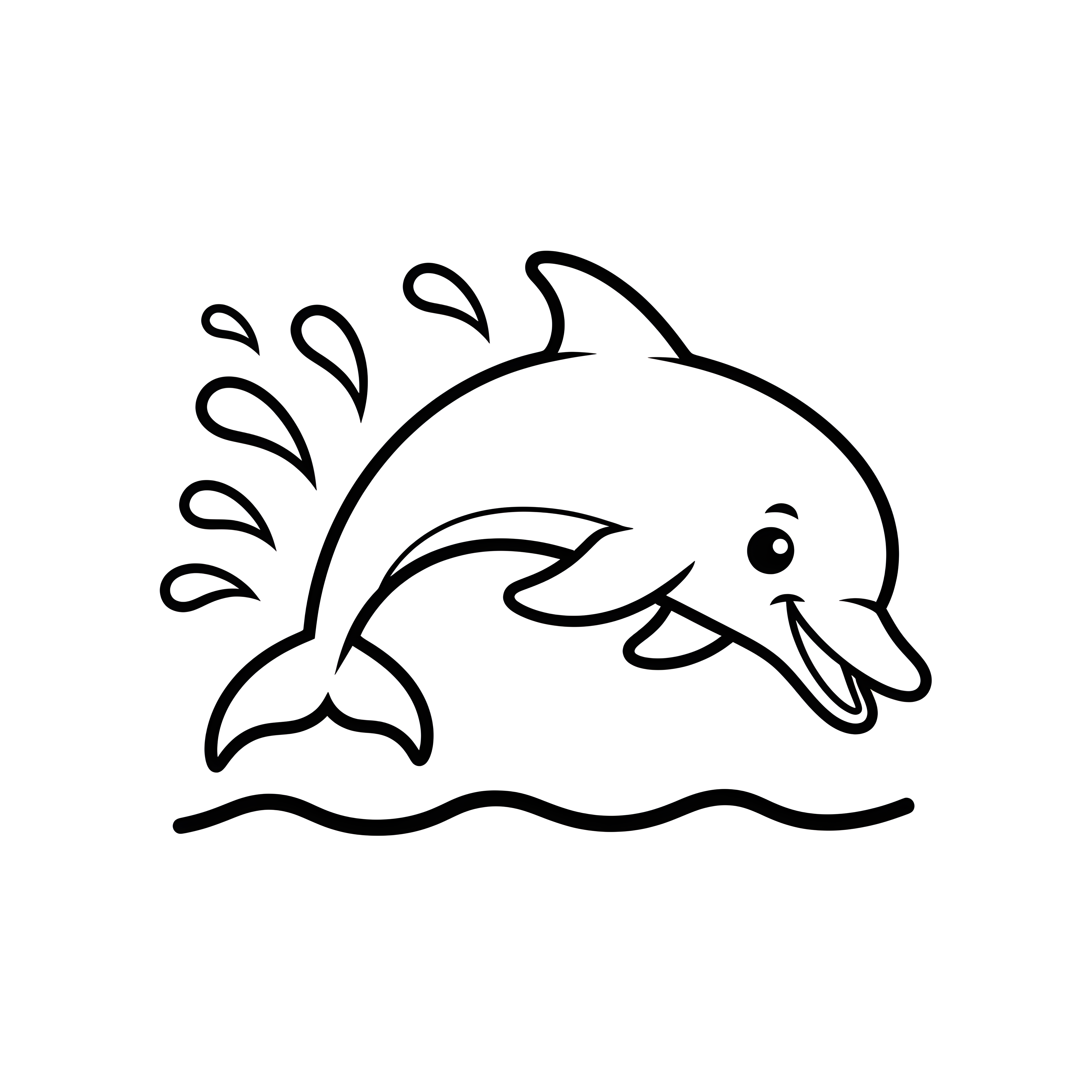 Energischer Delfin springt ins Wasser zum Ausmalen