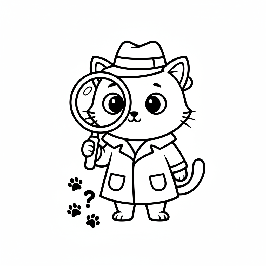 Detektivkatze mit Lupe