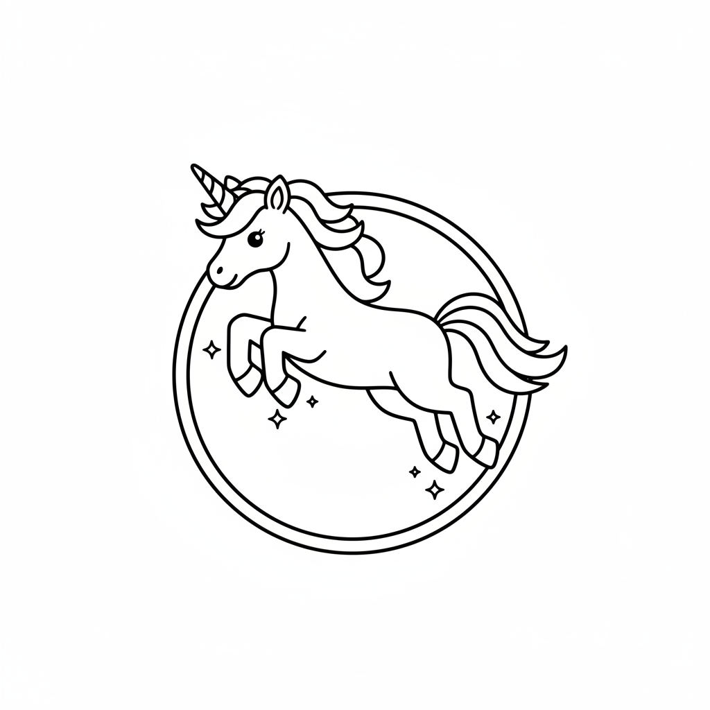 Ausmalbild Einhorn im Sprung