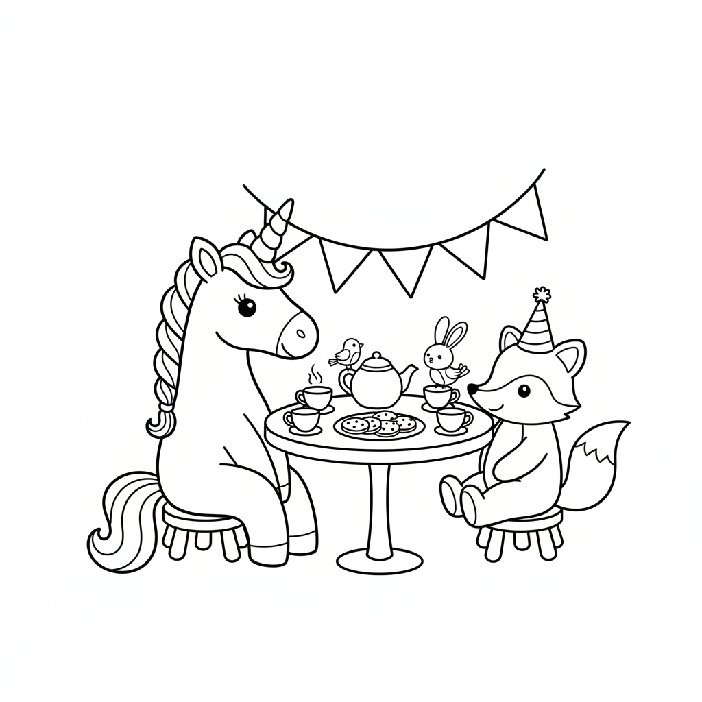 Einhorn und Fuchs beim Tee