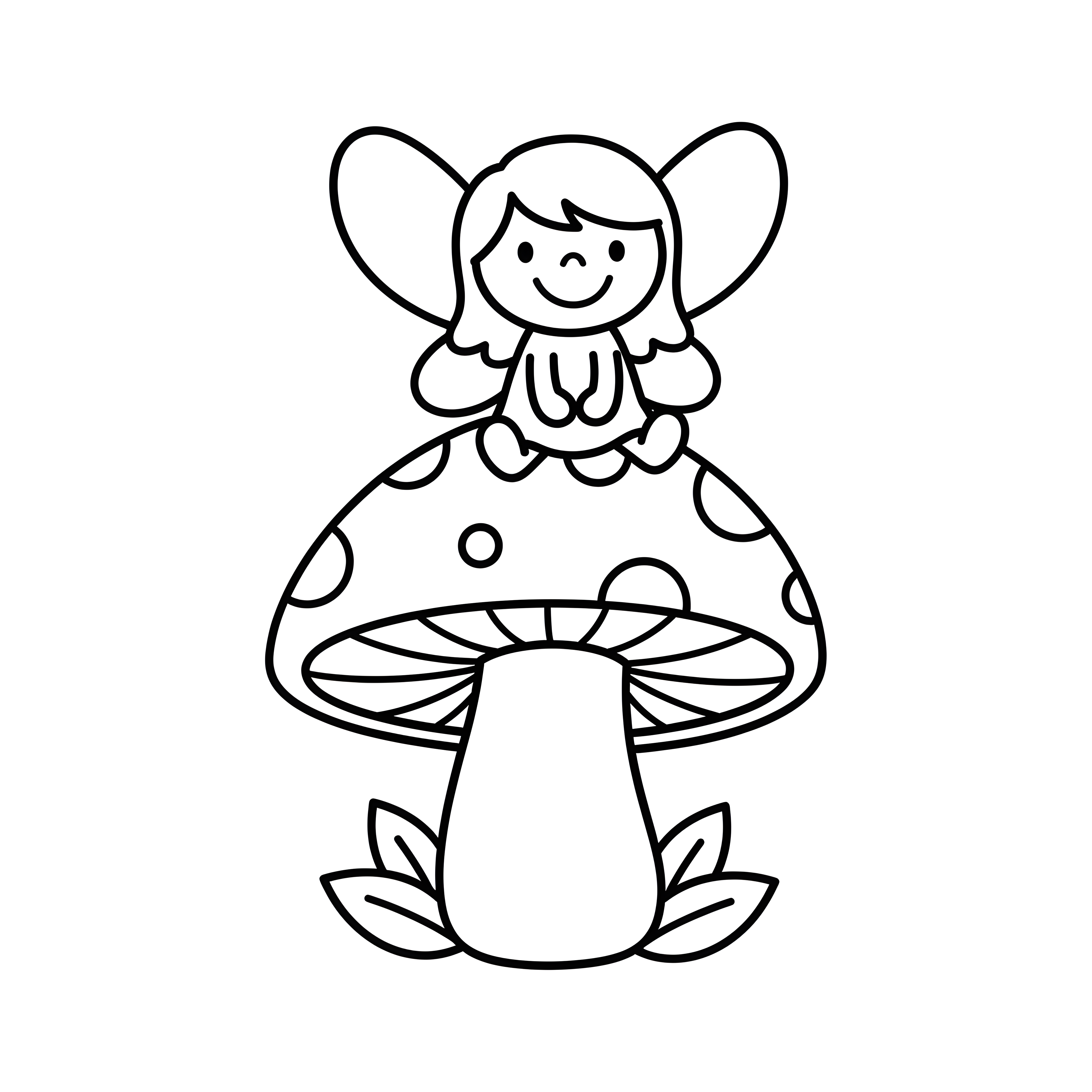 Fee auf Pilz Ausmalbild für Kinder 3-5 Jahre