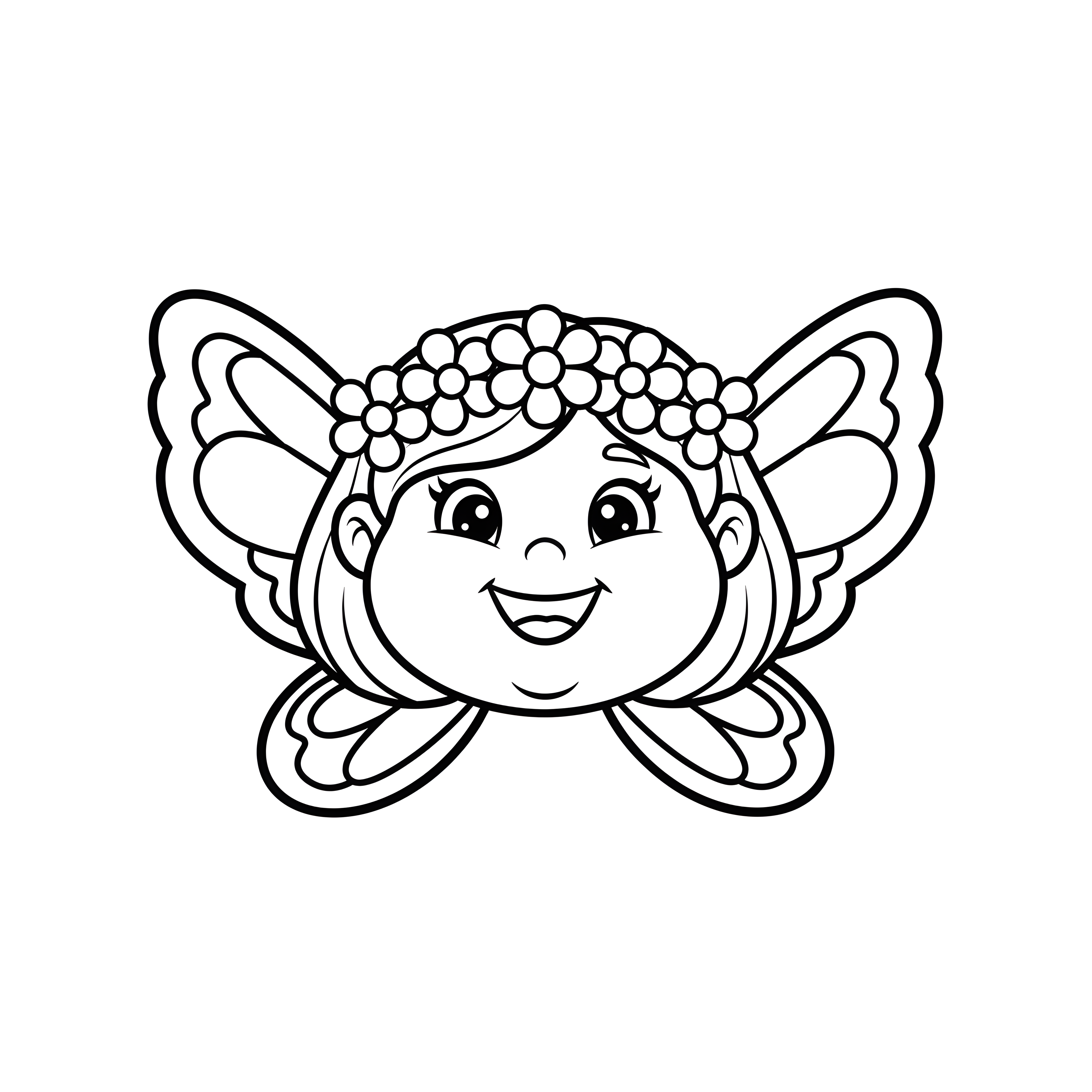 Fee mit Blumenkrone Ausmalbild für Kinder 3-5 Jahre