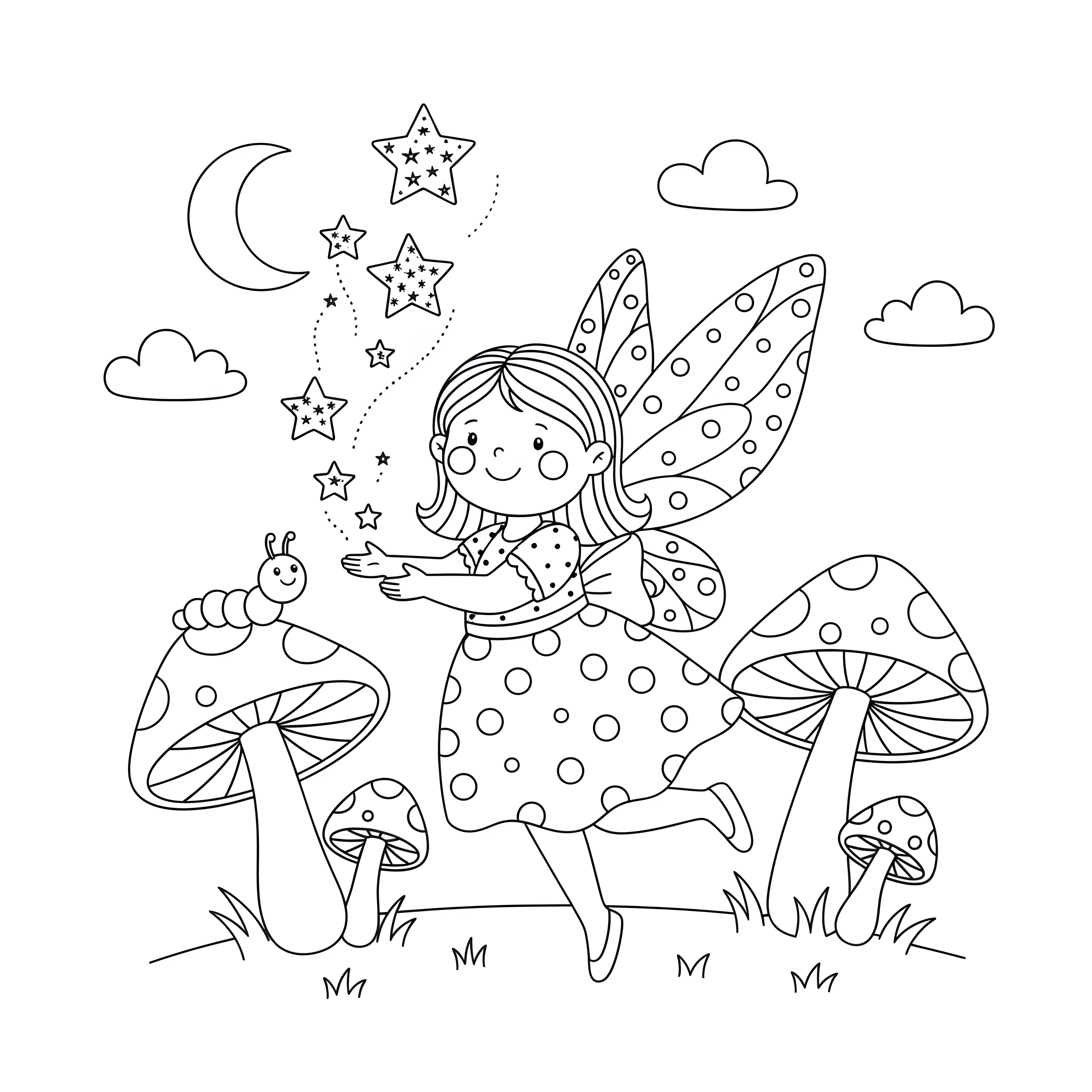 Freundliche Fee mit Feenstaub und funkelnden Sternen