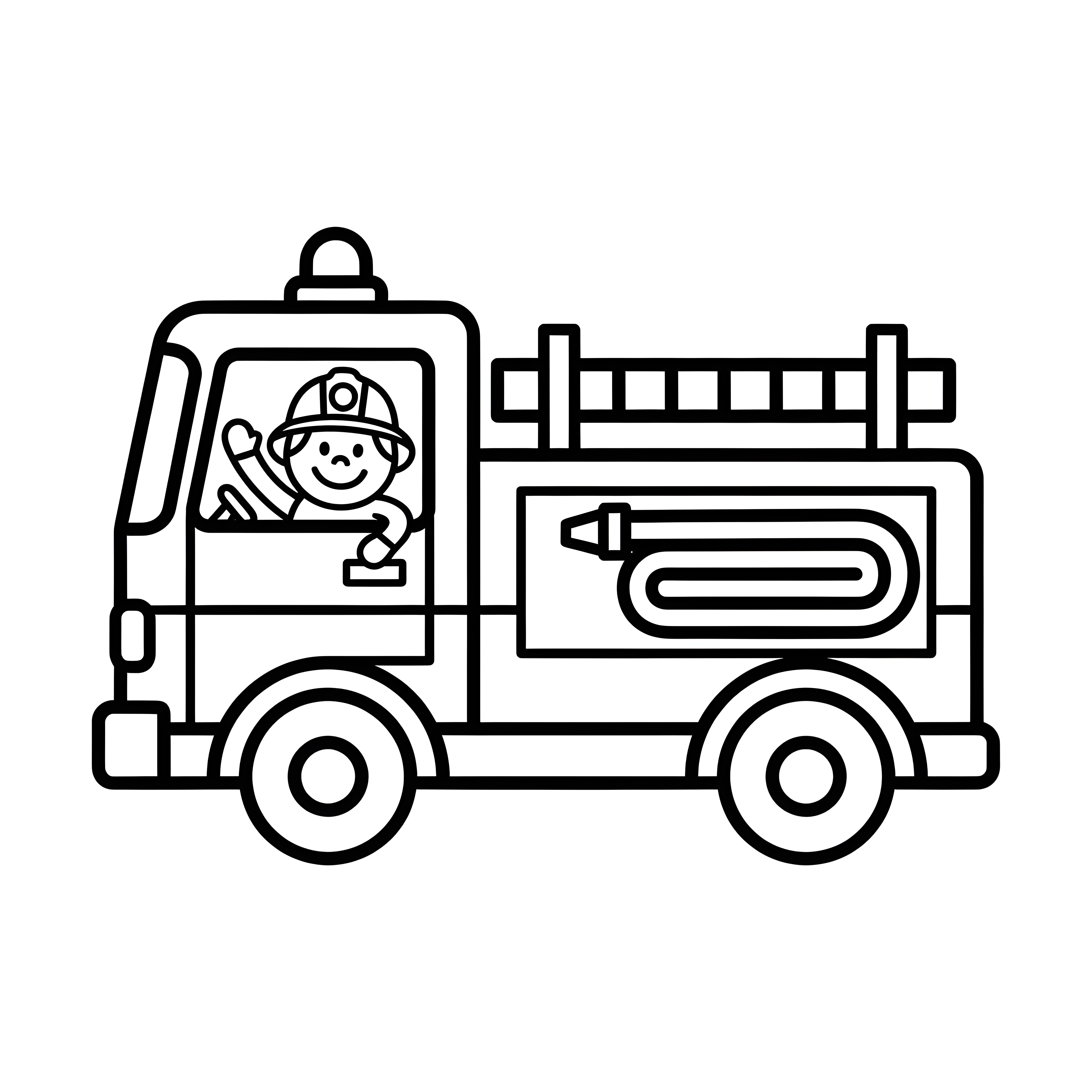 Feuerwehrauto mit winkendem Feuerwehrmann