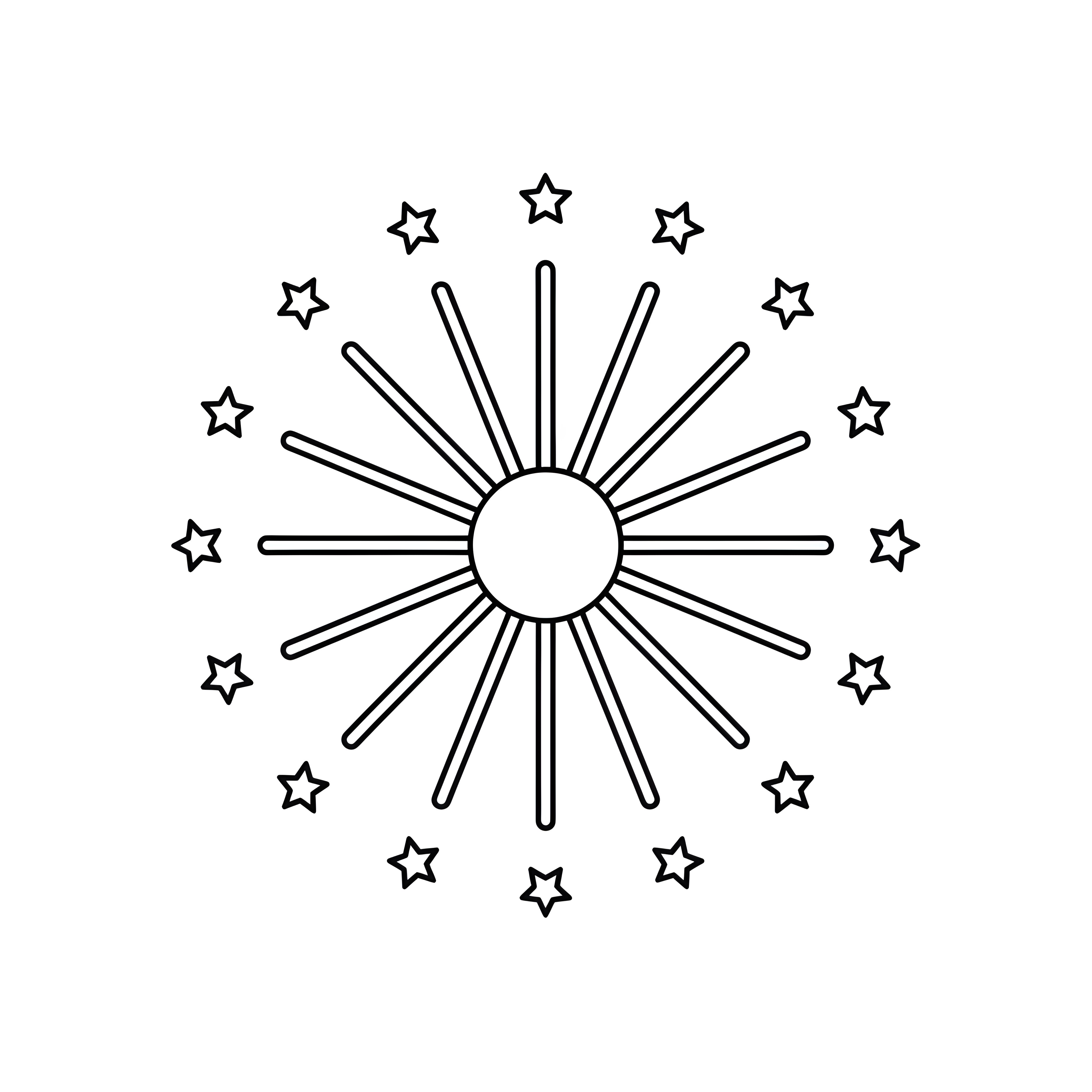 Silvester-Feuerwerk mit Sternen zum Ausmalen