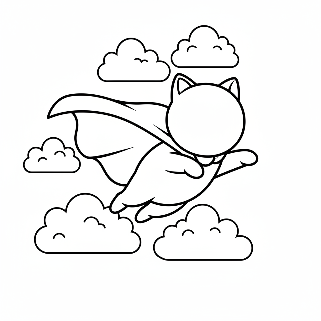 Fliegende Katze mit Umhang