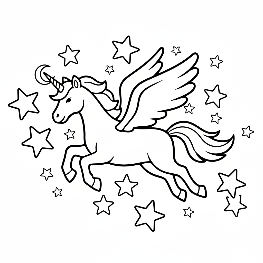 Fliegendes Einhorn mit Mondhorn