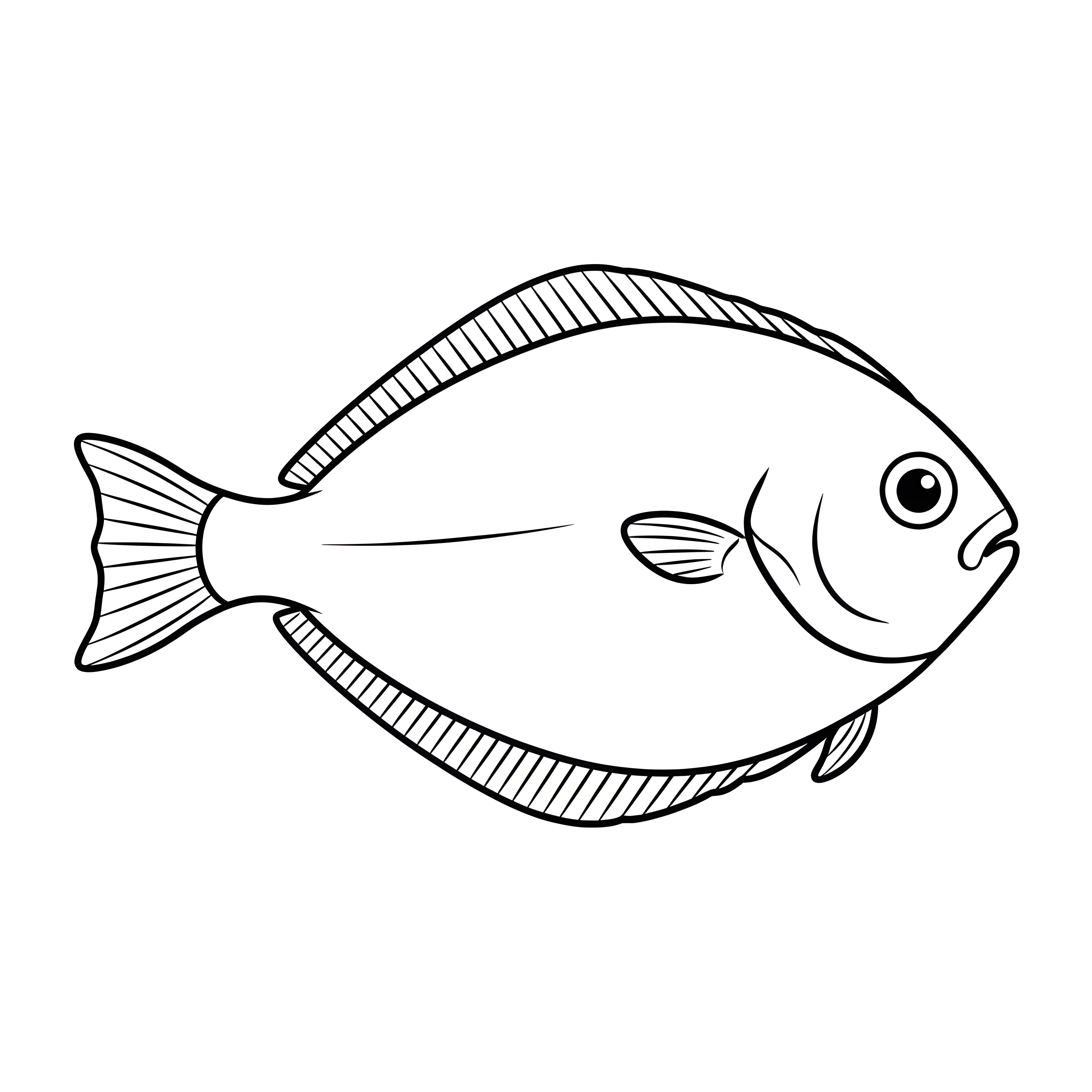 Flunder mit beiden Augen auf einer Seite zum Ausmalen