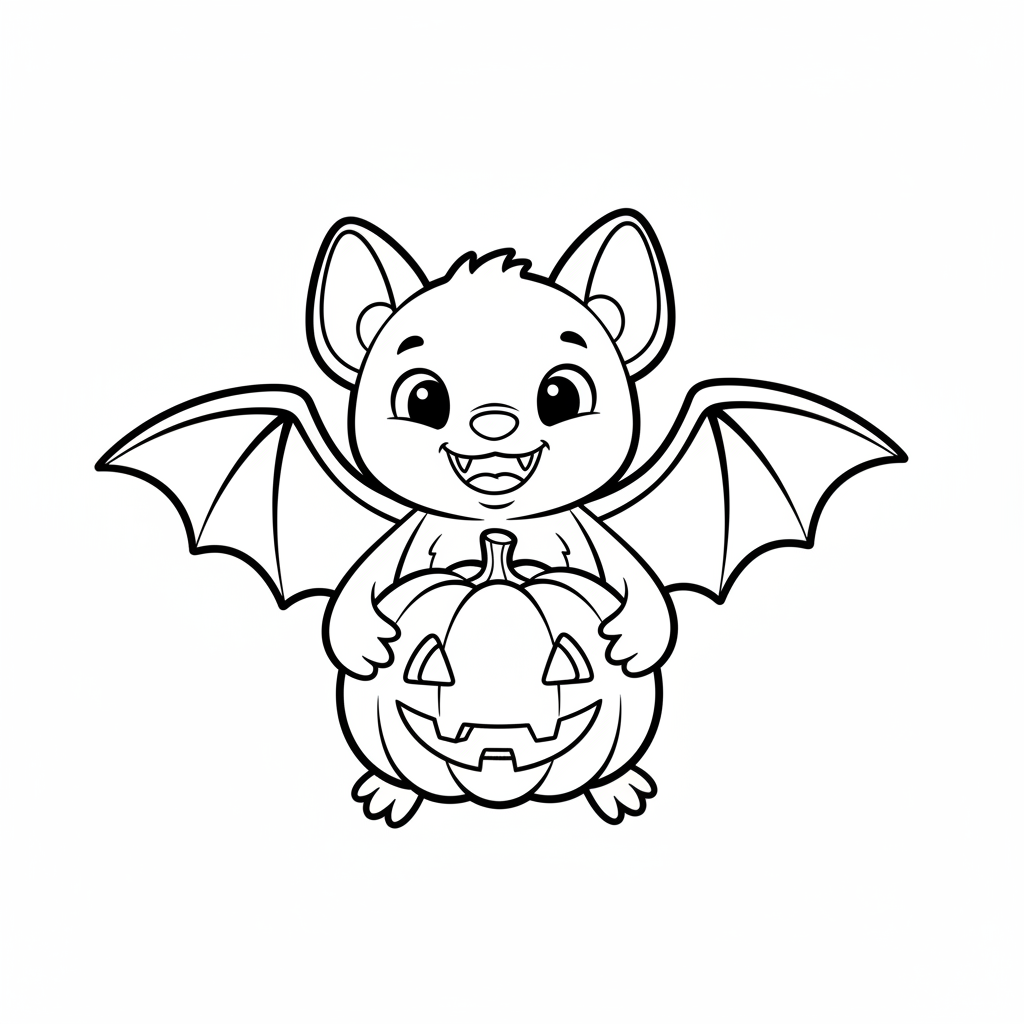 Freundliche Fledermaus mit Kürbis