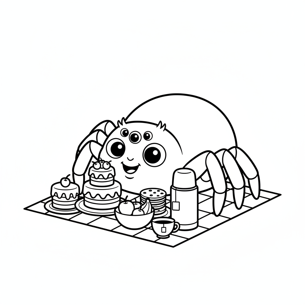 Freundliche Spinne beim Picknick