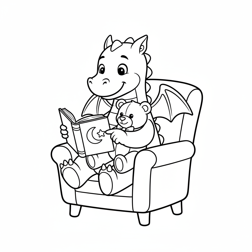 Freundlicher Drache mit Teddybär