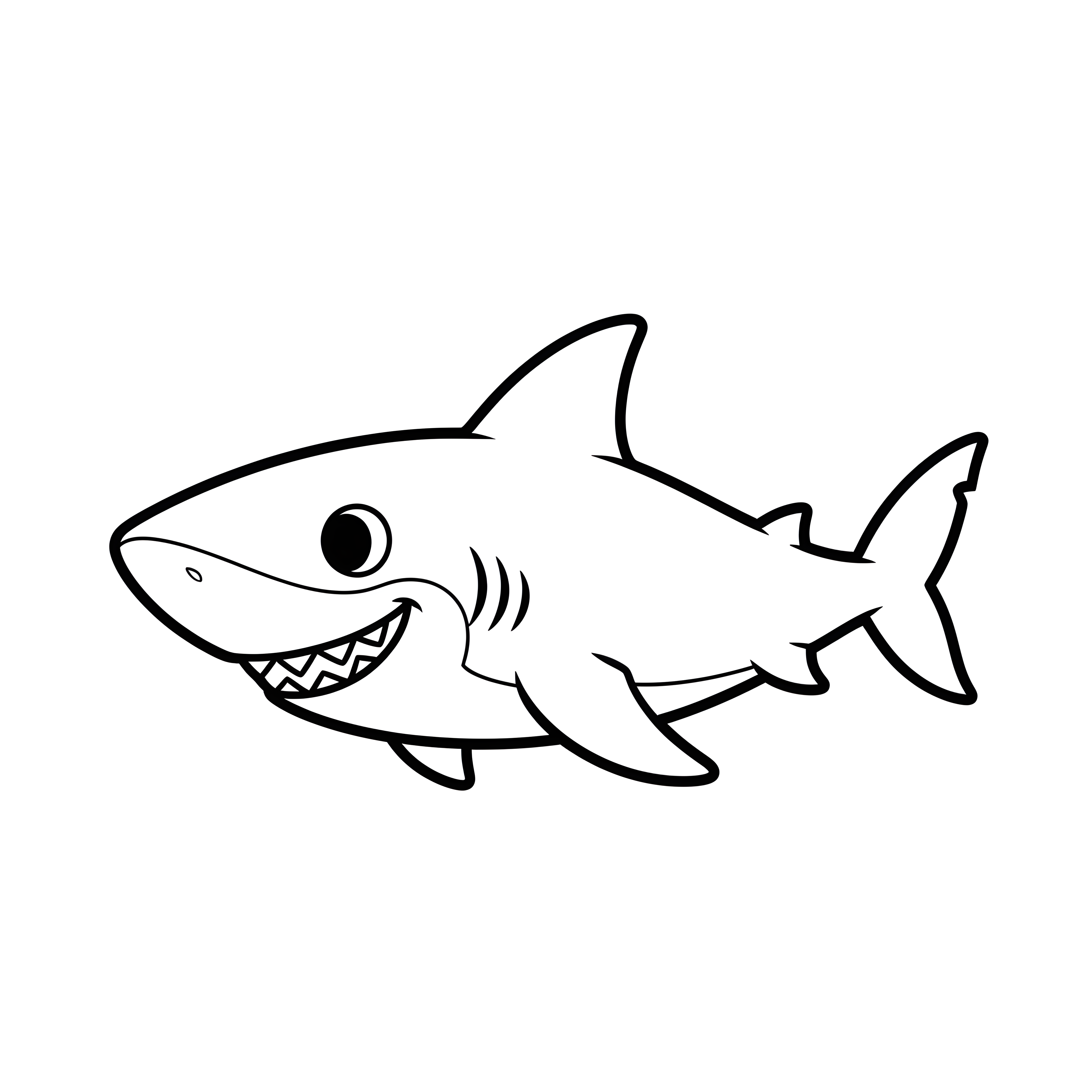 Freundlicher Hai mit großem Lächeln zum Ausmalen