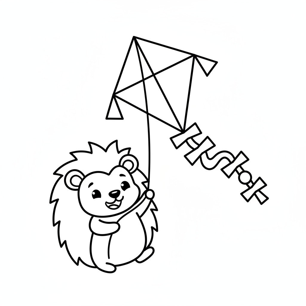 Fröhlicher Igel mit Drachen