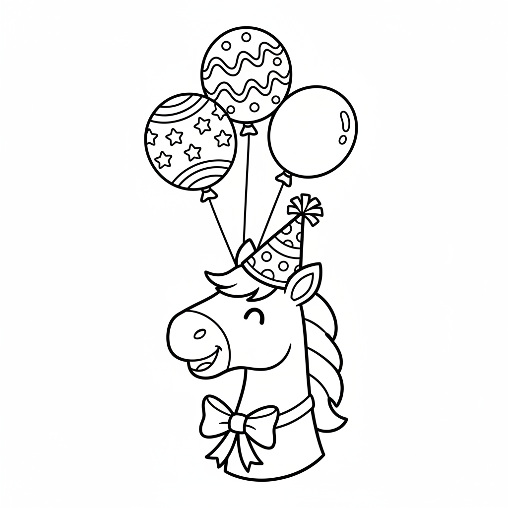 Fröhlicher Pferdekopf mit Partyhut