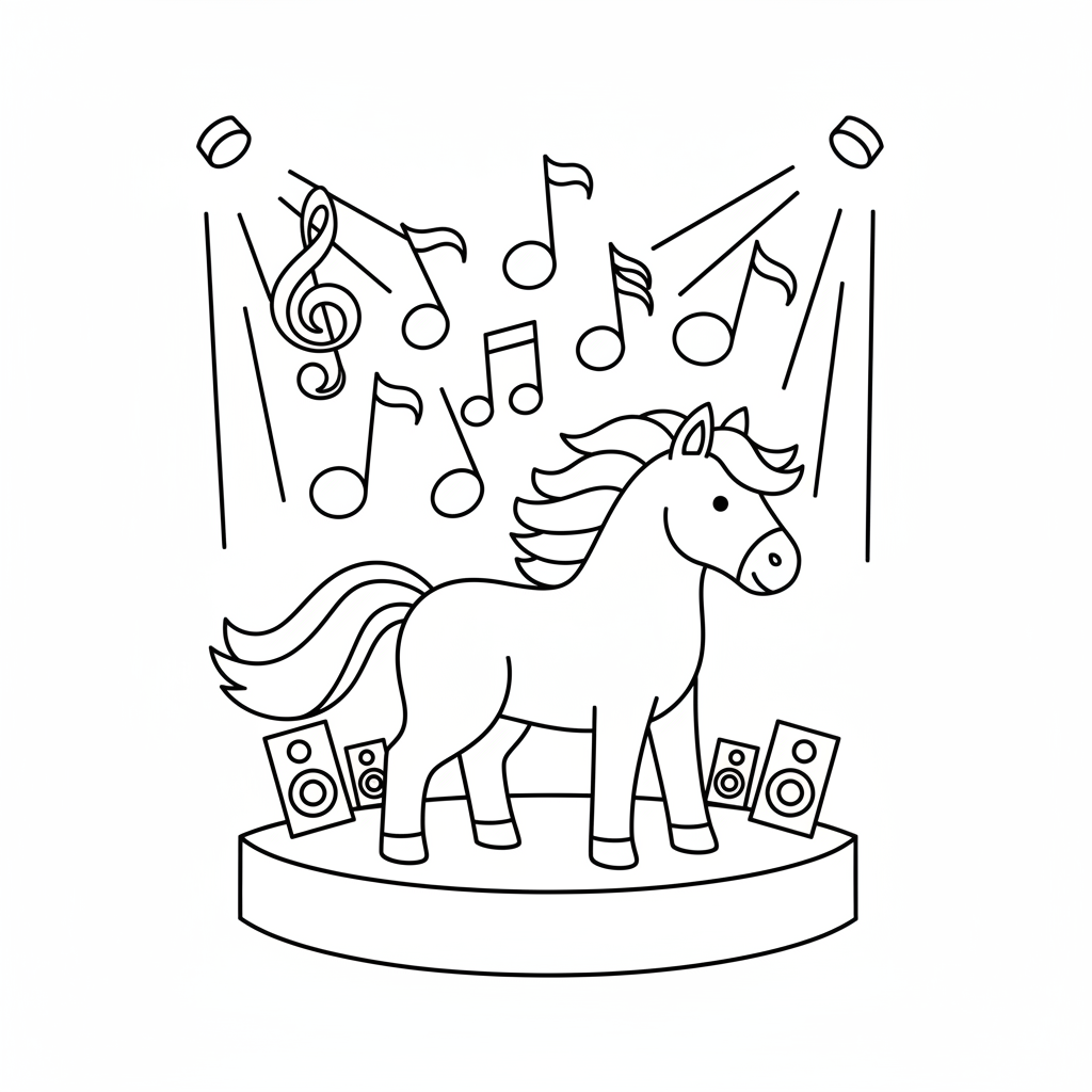 Fröhliches Pferd auf der Bühne