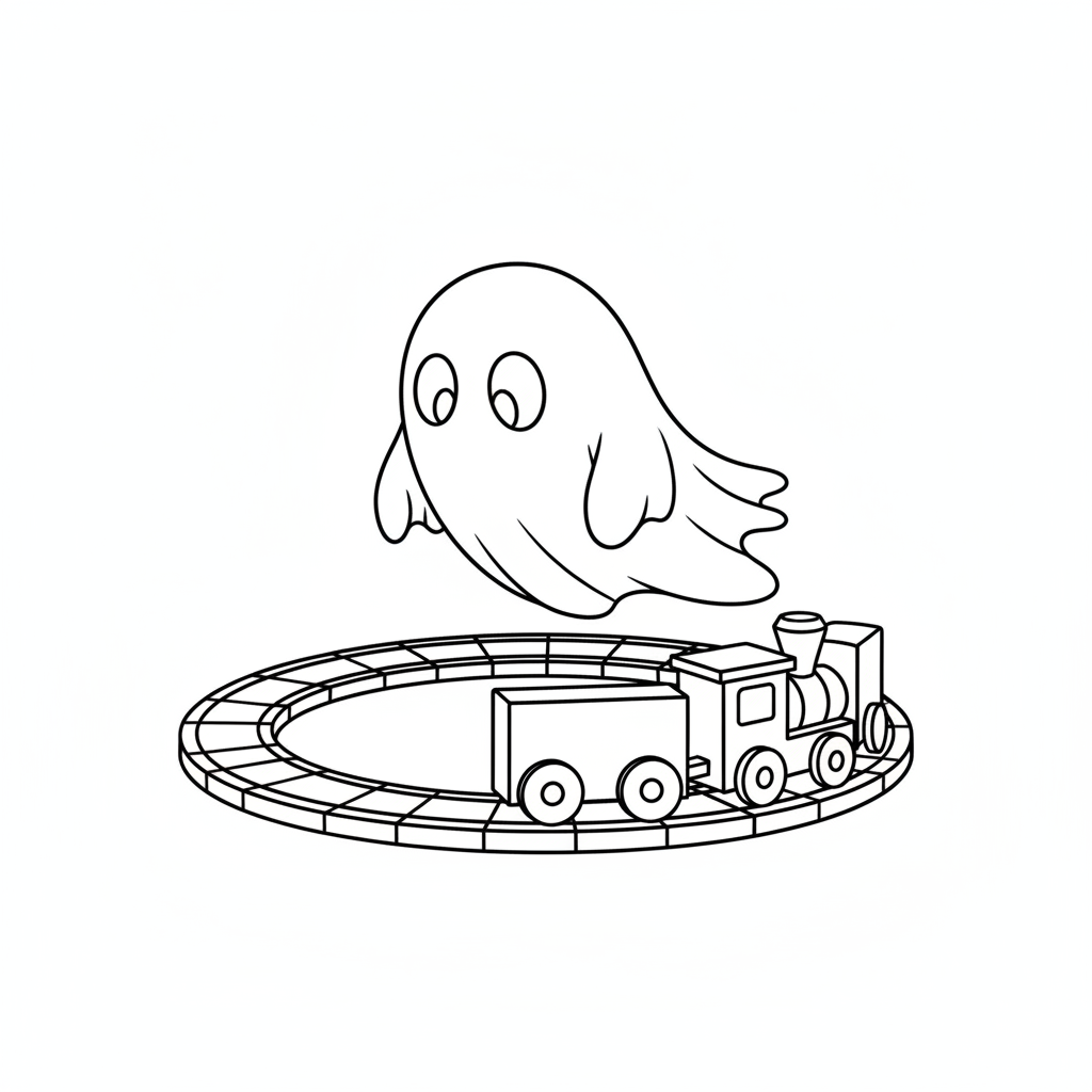 Geist mit Spielzeugeisenbahn