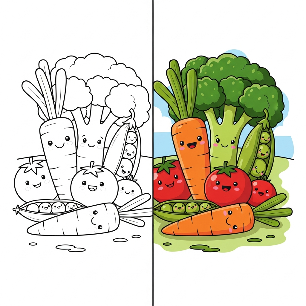 2 Gemüse Ausmalbilder - Kostenlose Malvorlagen Ausmalbilder