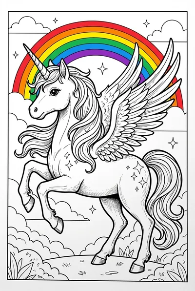 Einhorn Ausmalbild - Beispiel für KI-generierte Malvorlage