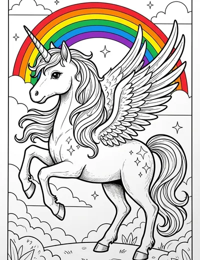 Einhorn Ausmalbild - Kostenlose Malvorlage zum Ausdrucken