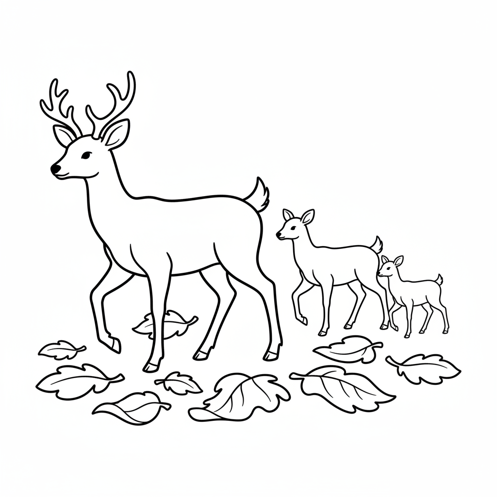 Hirsch mit Rehfamilie im Herbst