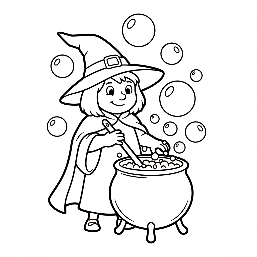 Junge Hexe am Kessel