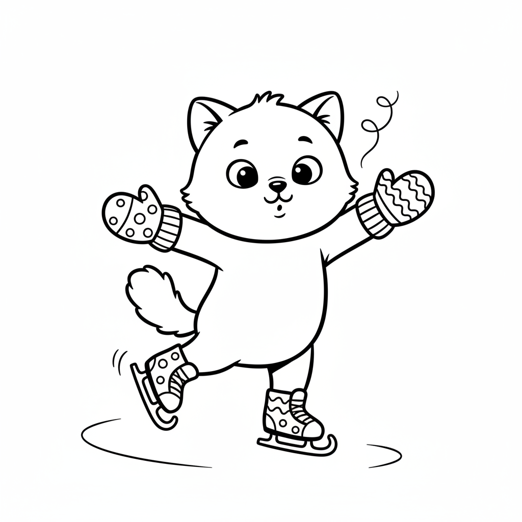 Kätzchen auf Schlittschuhen