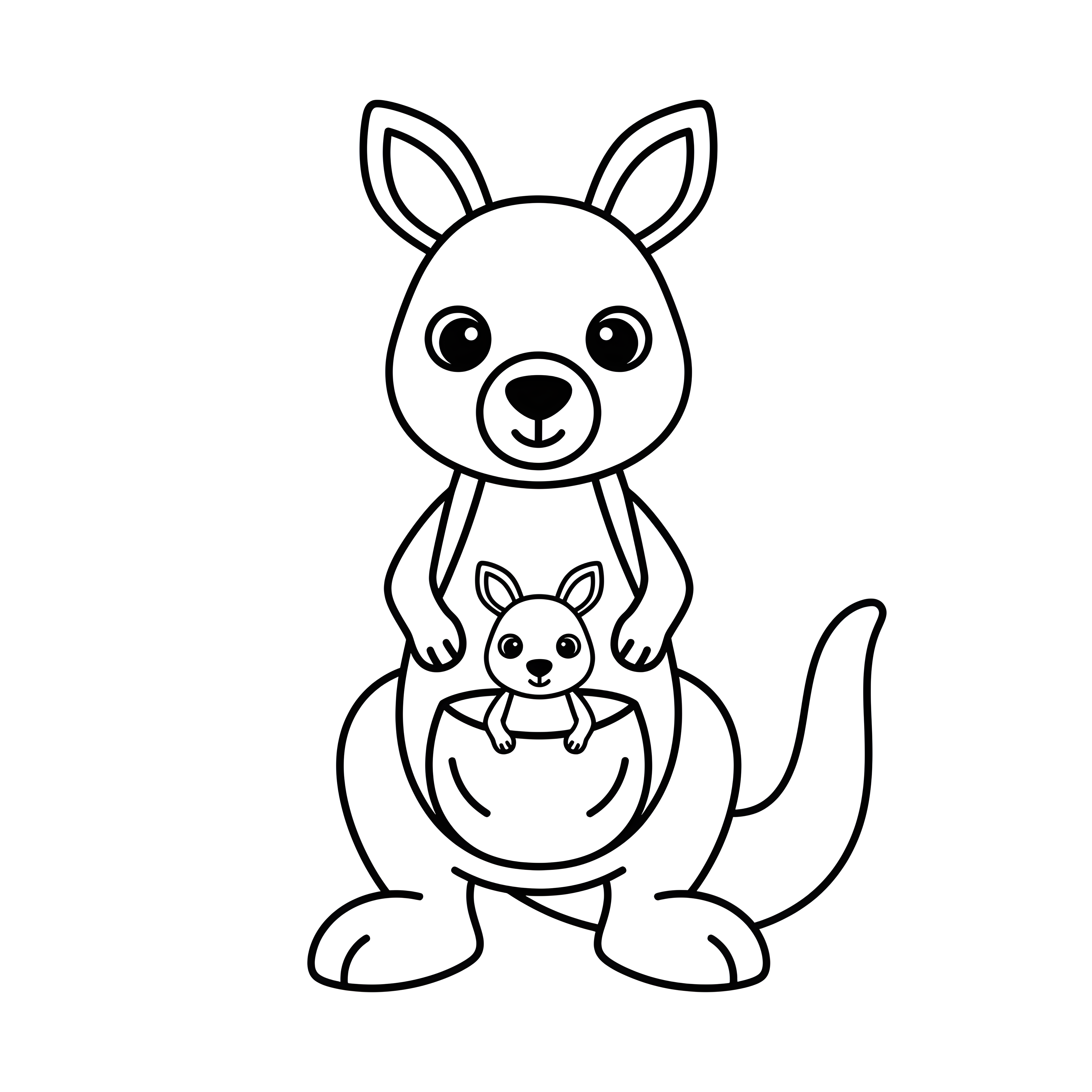 Känguru mit Joey im Zoo Ausmalbild für Kinder 3-5 Jahre