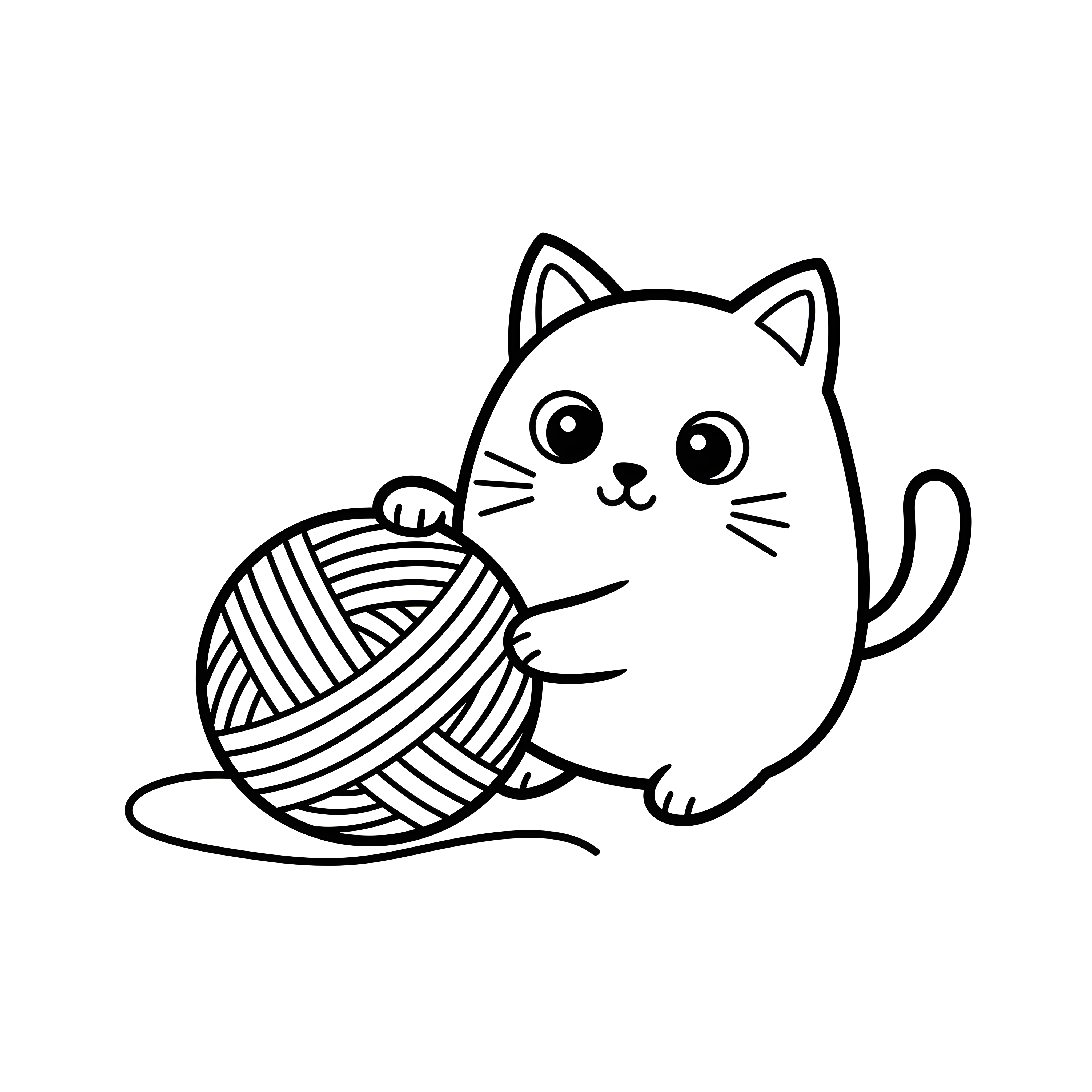 Verspielte Katze mit buntem Wollknäuel