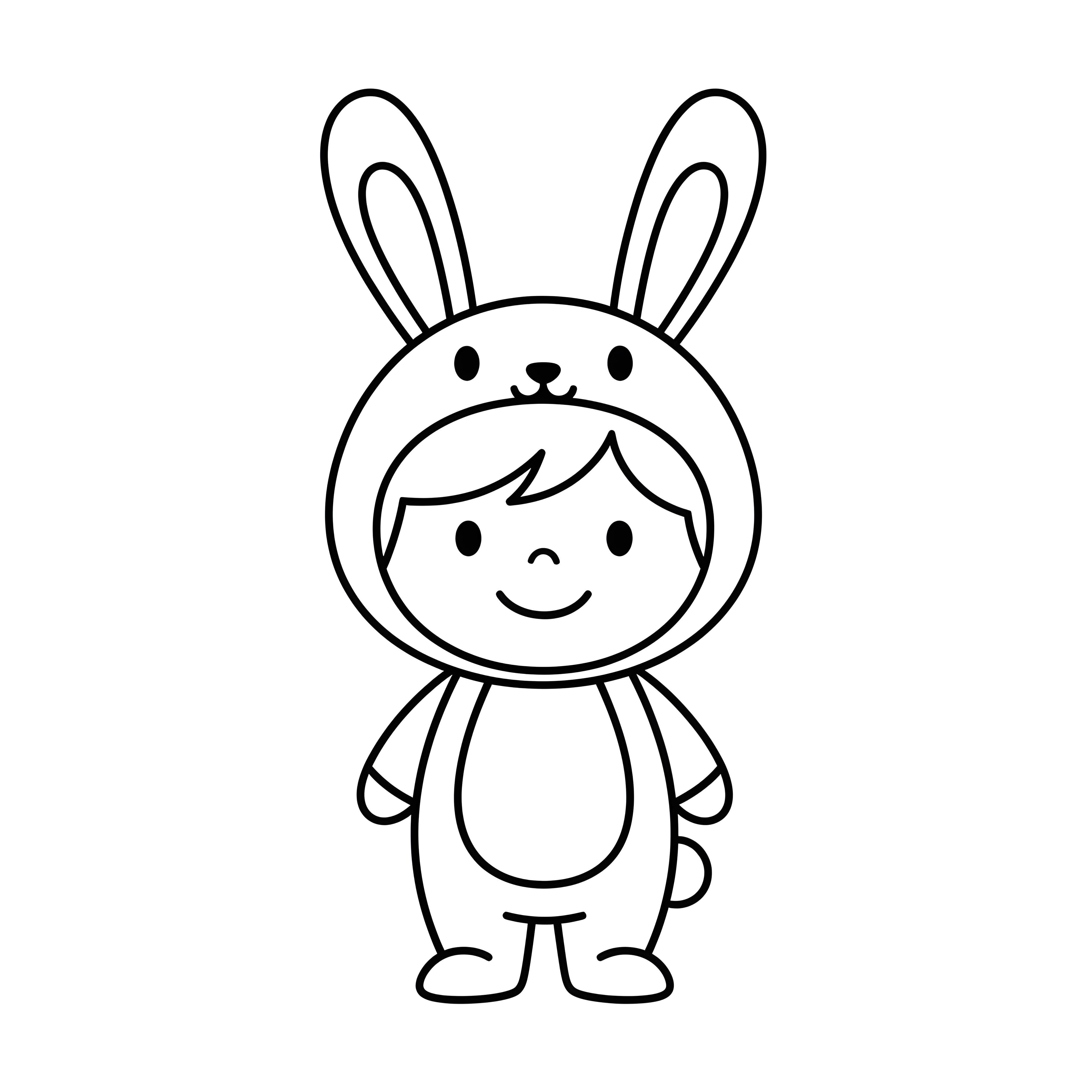 Kind als Hase verkleidet zum Ausmalen