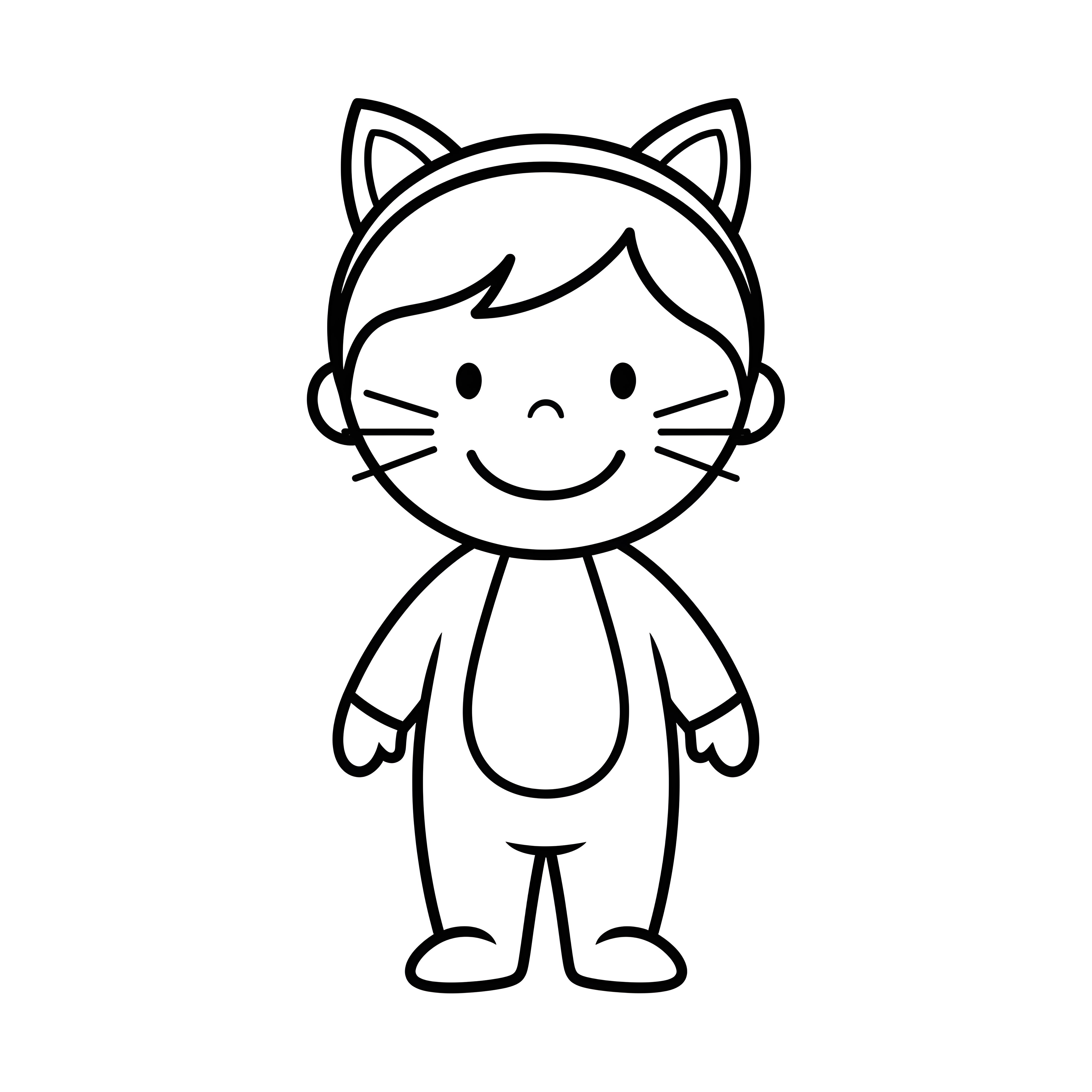 Kind als Katze verkleidet zum Ausmalen