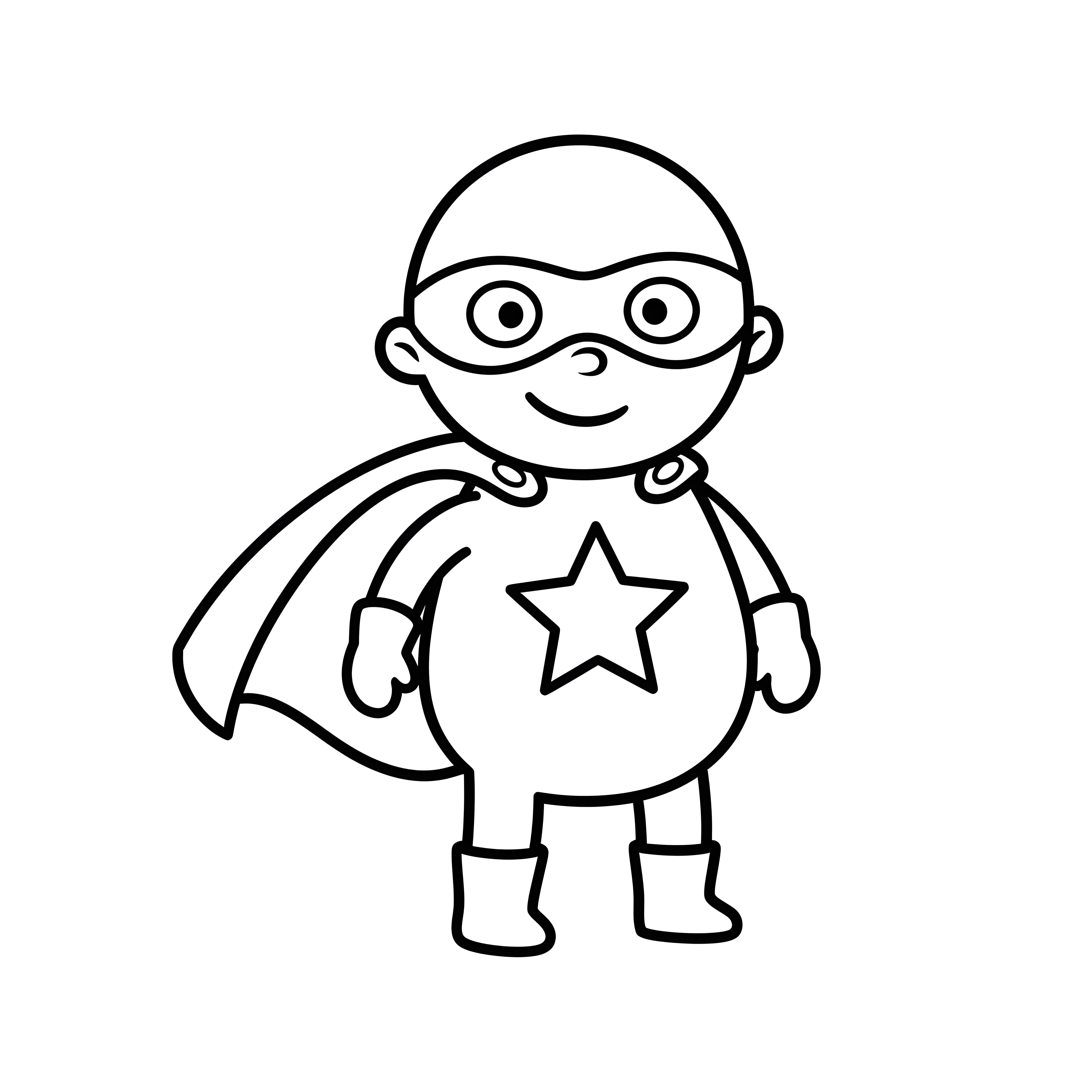 Kind als Superheld verkleidet zum Ausmalen