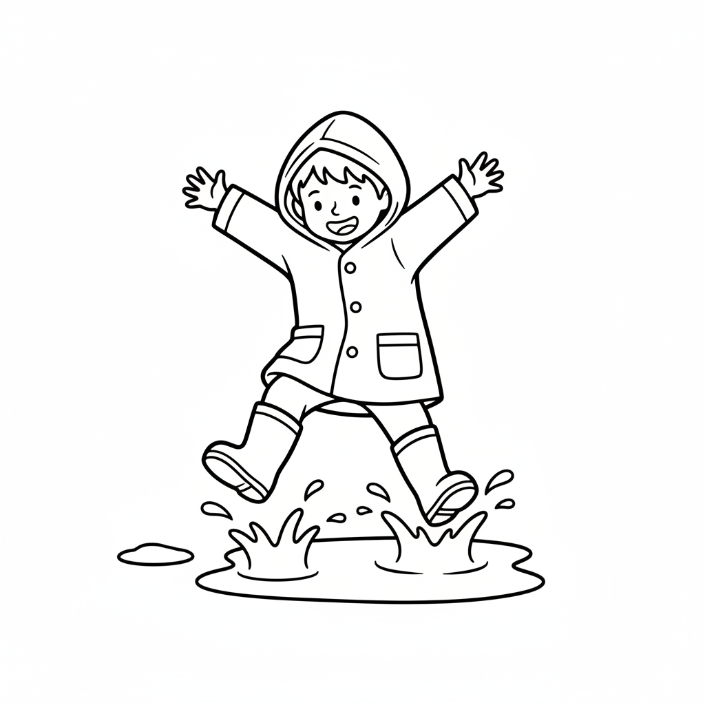 Kind springt in Pfützen