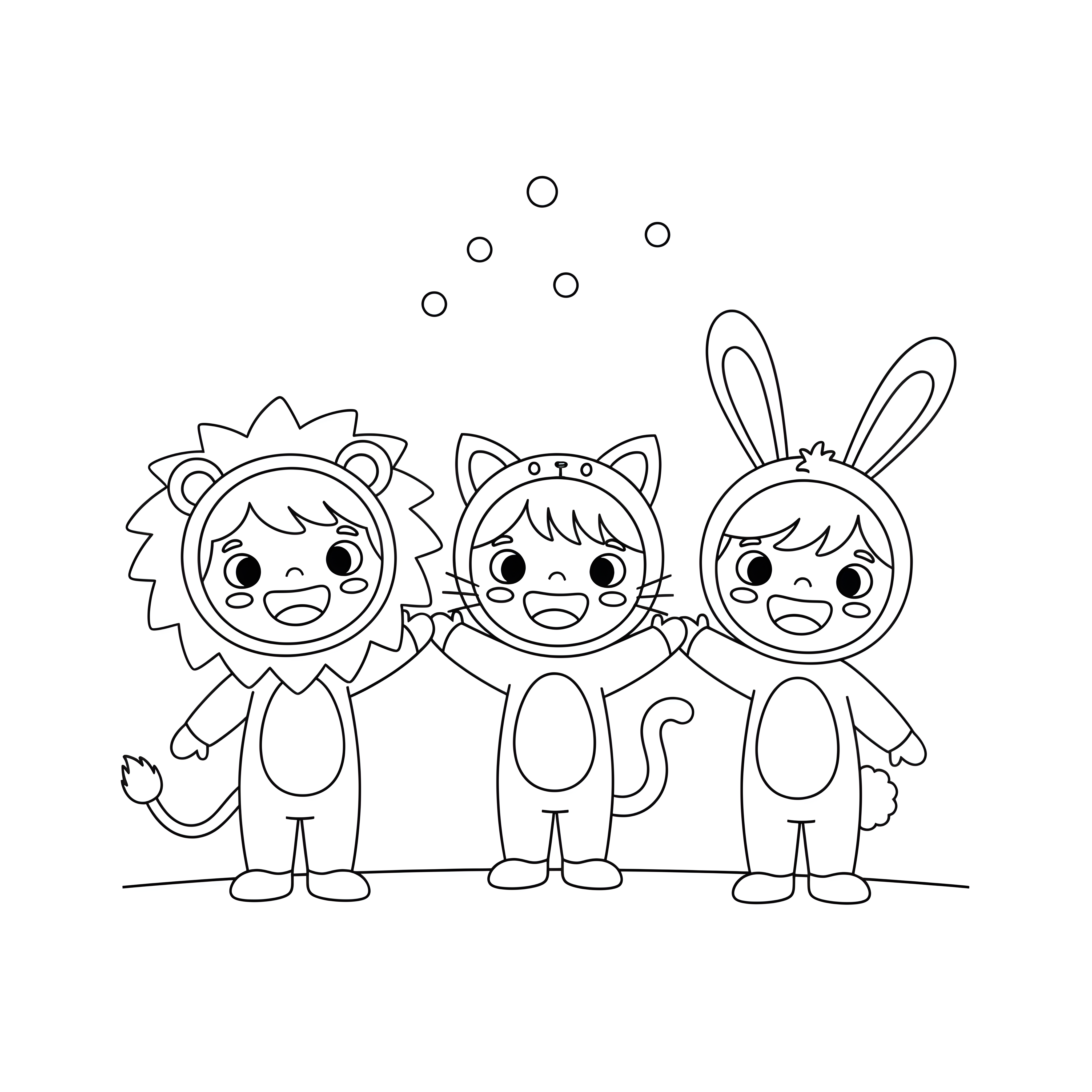 Kinder in bunten Tierkostümen beim Karneval