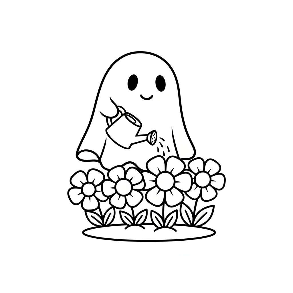 Fröhlicher Geist mit Gießkanne