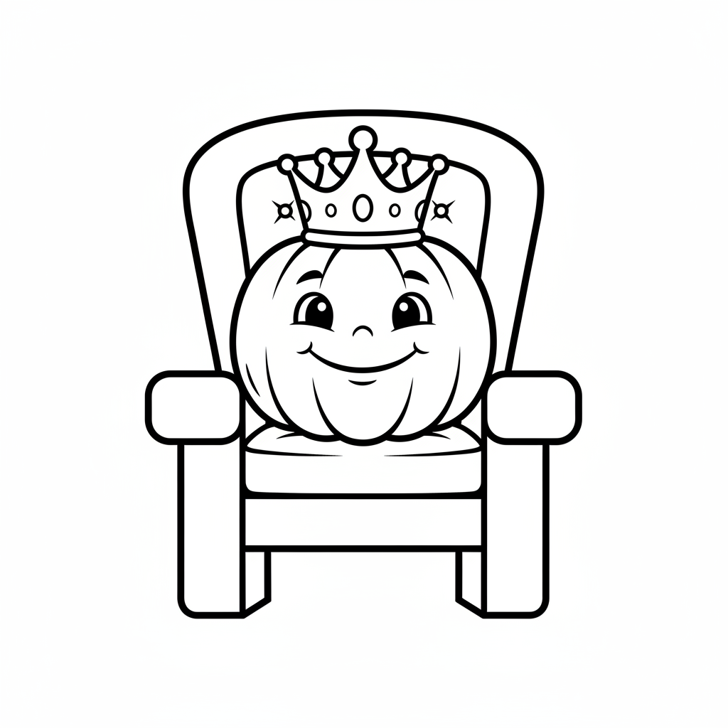 Königlicher Kürbis auf dem Thron