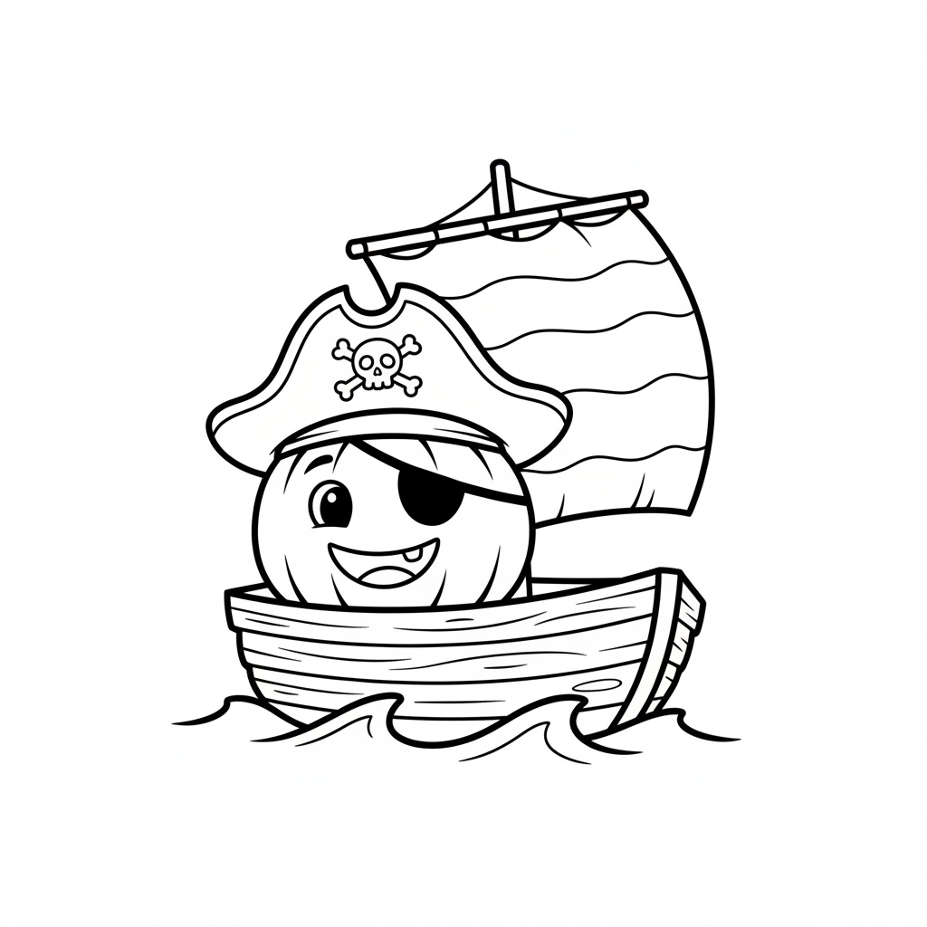 Kürbis-Pirat im Boot