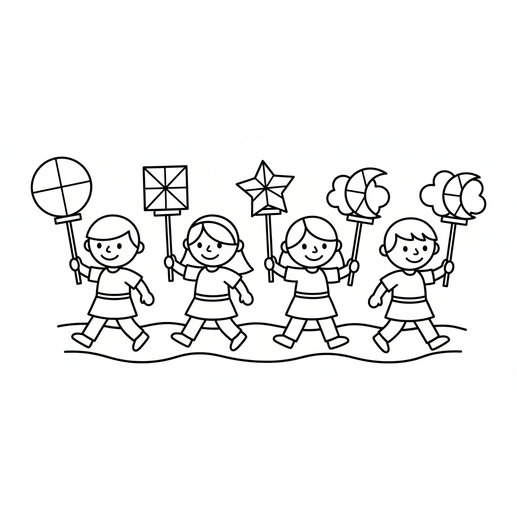 Laternenumzug mit vier Kindern