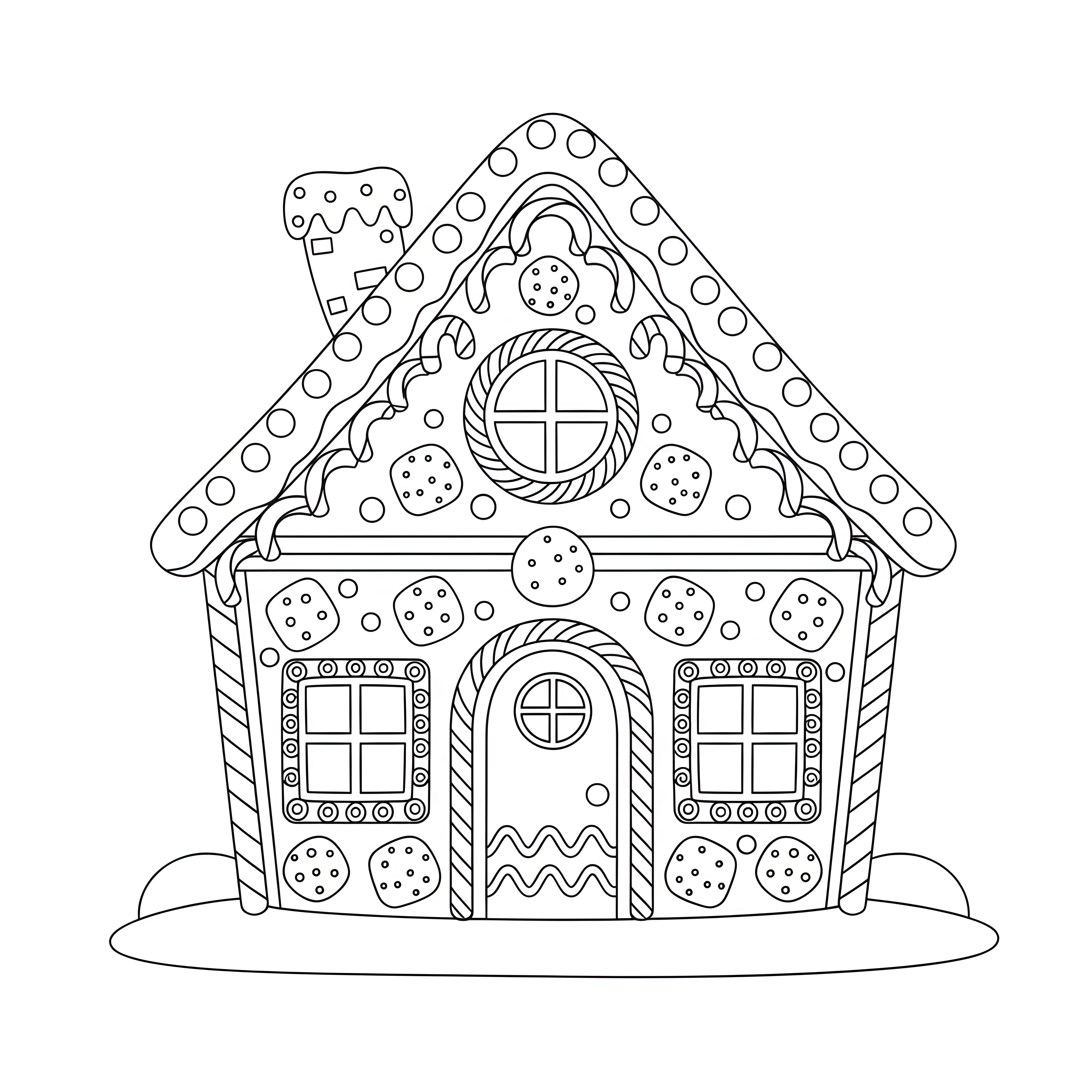 Lebkuchenhaus Ausmalbild für Kinder 6-8 Jahre