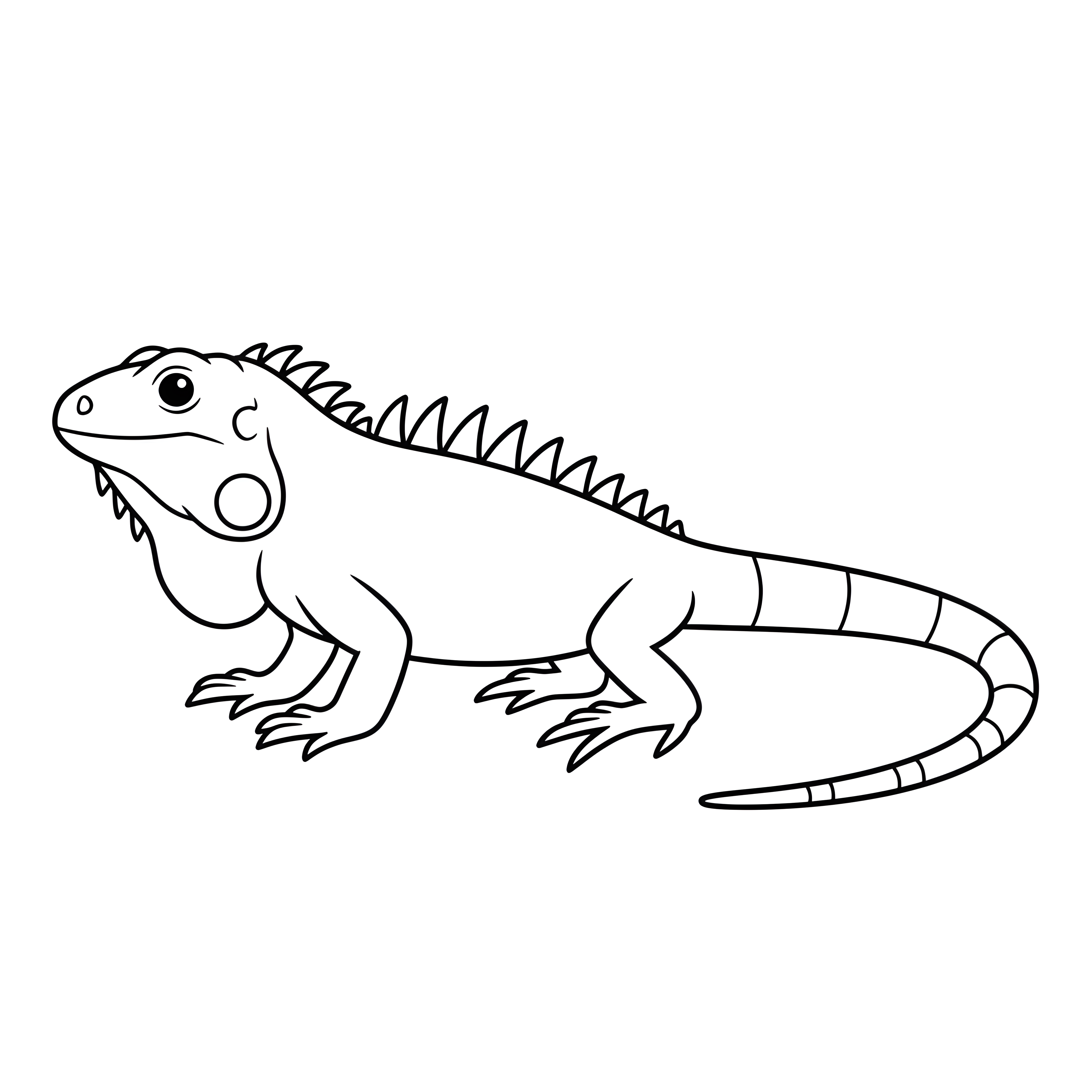 Grüner Leguan mit Rückenstacheln zum Ausmalen