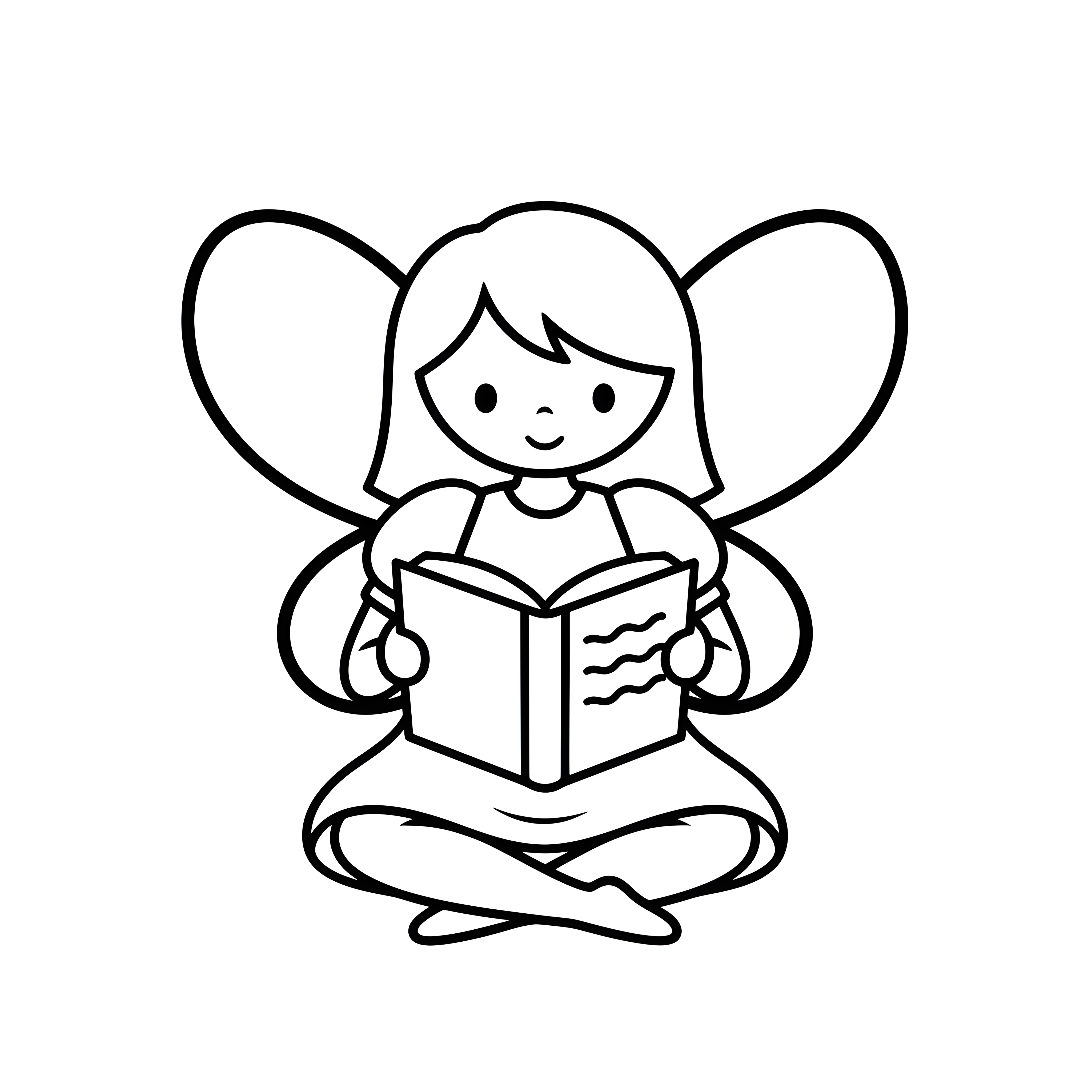 Lesende Fee Ausmalbild für Kinder 3-5 Jahre