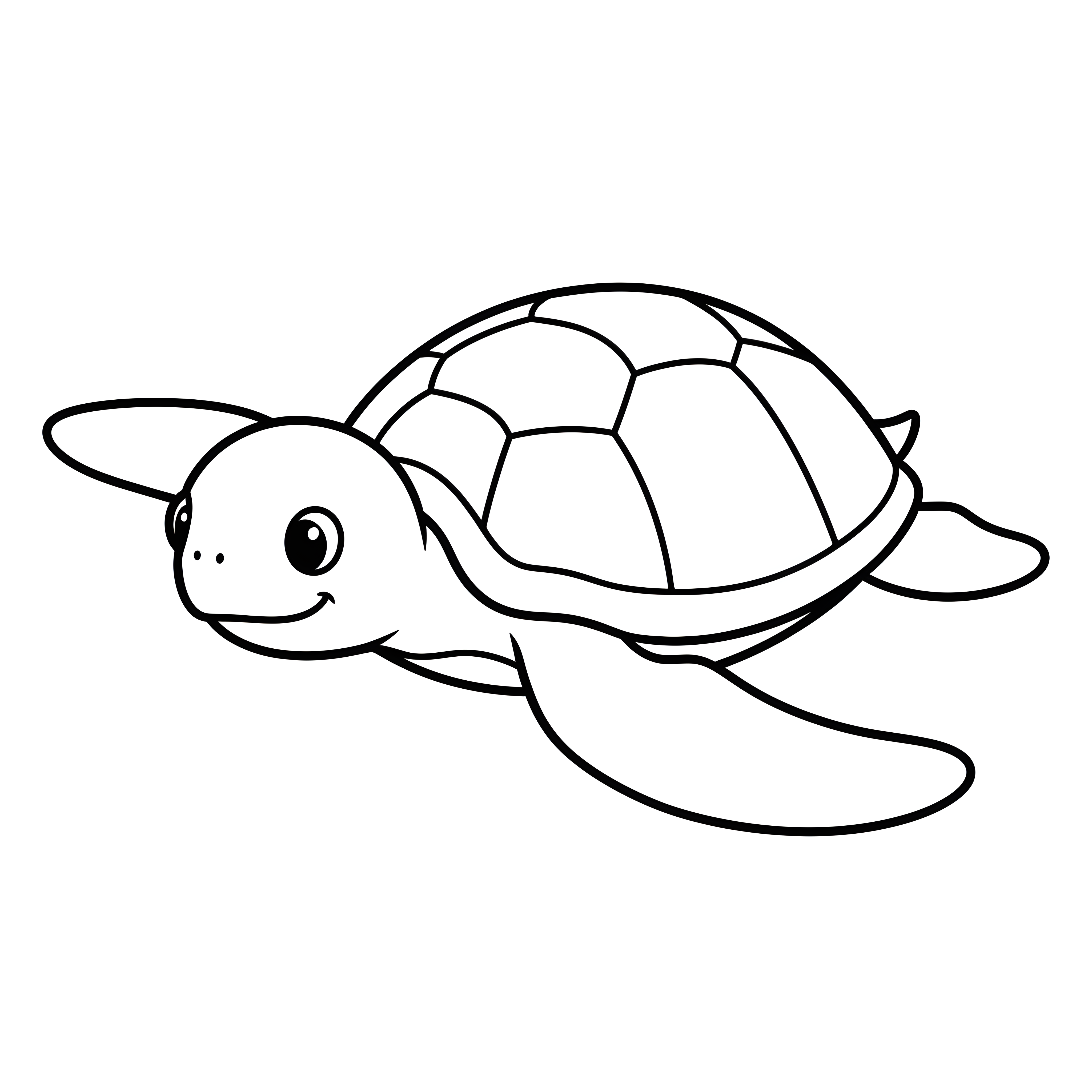 Meeresschildkröte schwimmt durch das Meer zum Ausmalen